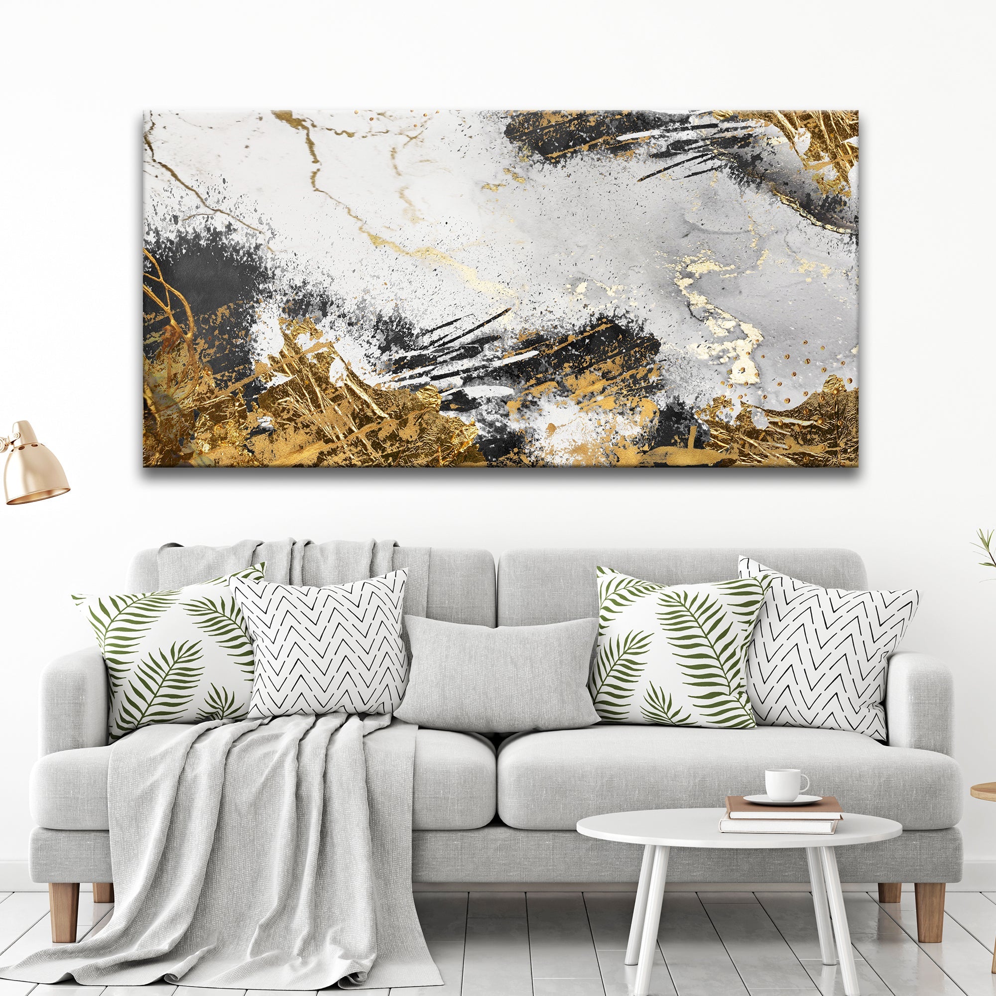 Sky Gold Abstract Painting Canvas Wall Art on sale at MyriadMart