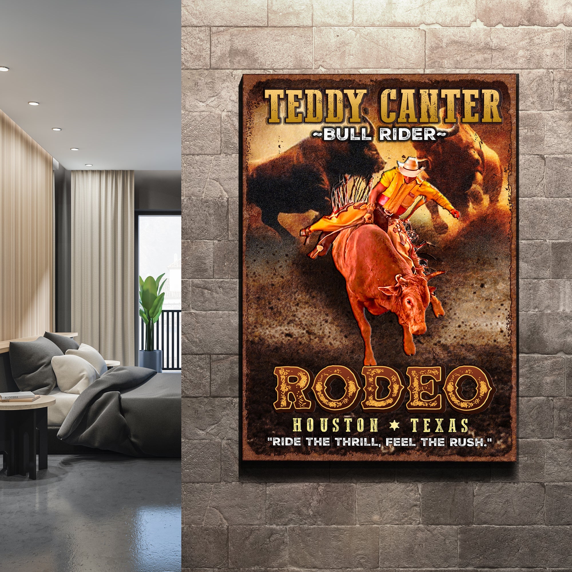 Cowboy Rodeo Bull Rider Sign on sale at MyriadMart