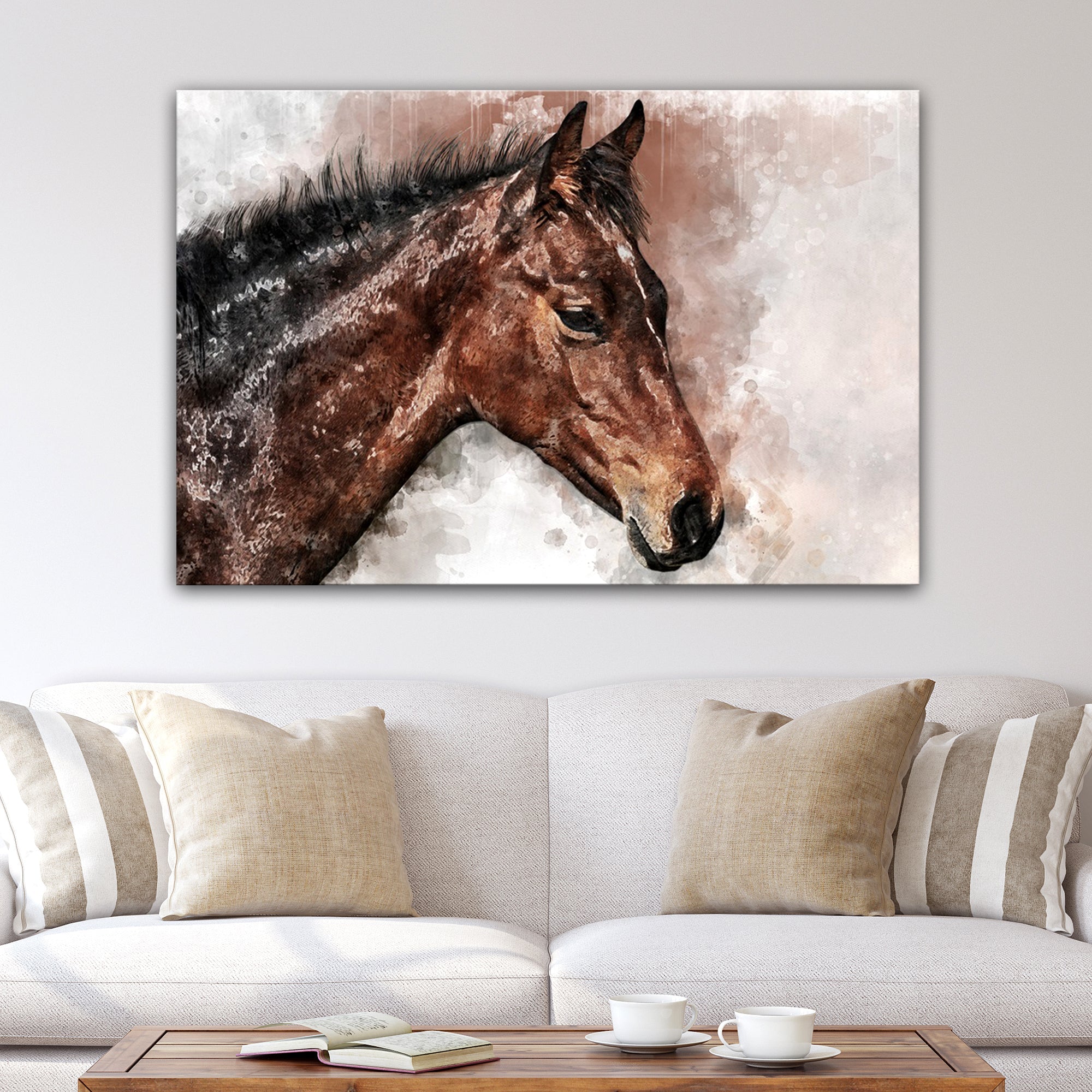 Horse Watercolor Canvas Wall Art on sale at MyriadMart