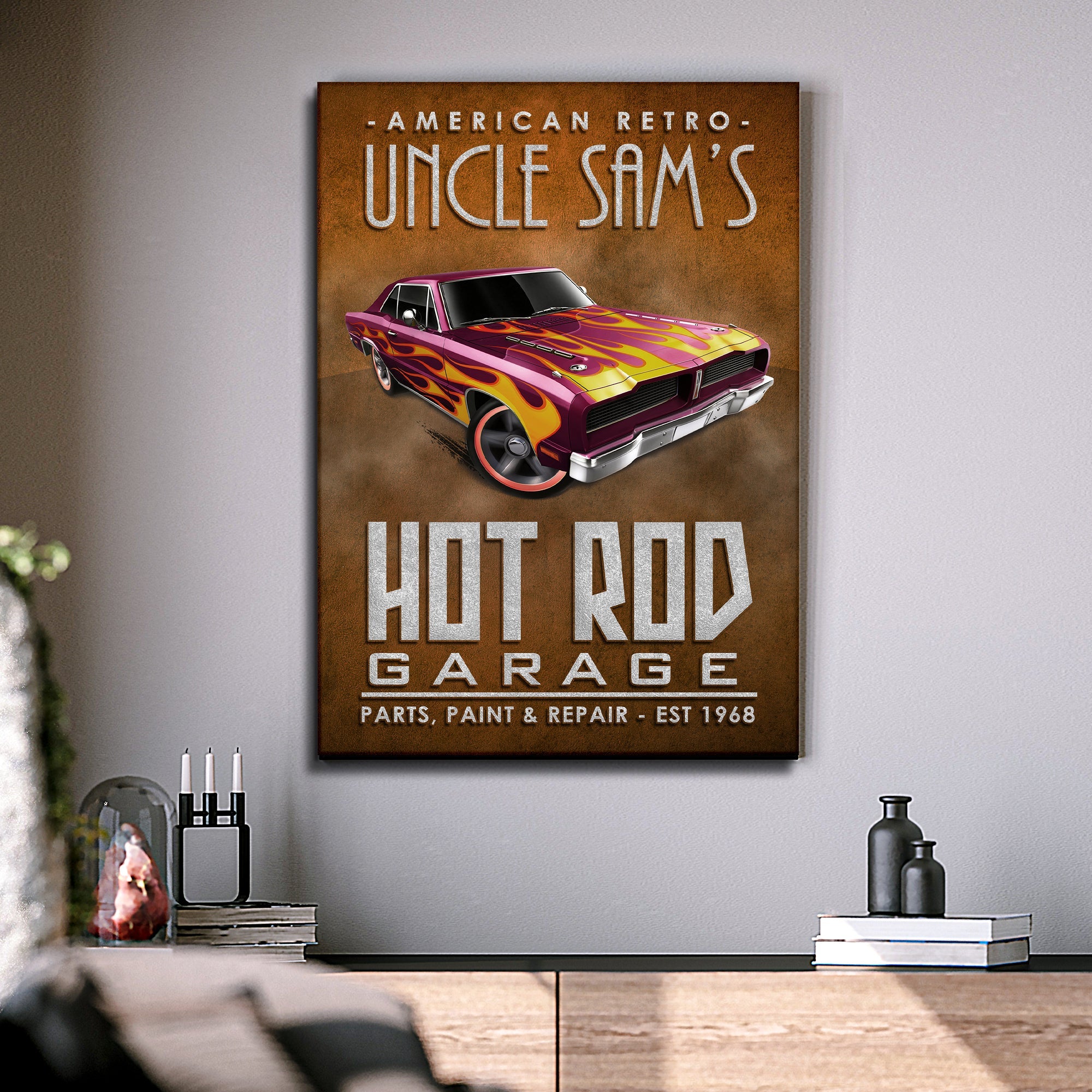 American Retro Garage Hot Rod Sign on sale at MyriadMart