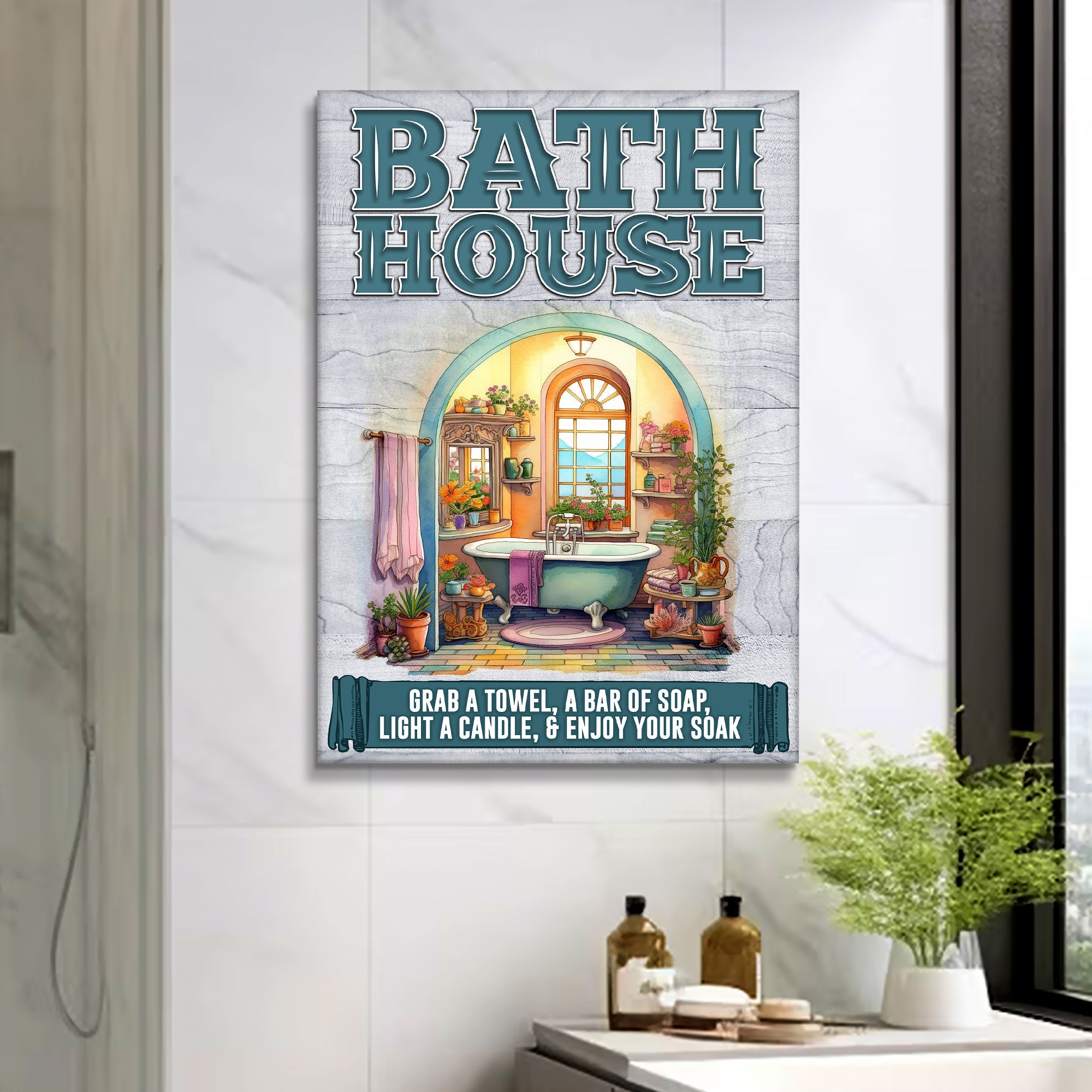 Enjoy Your Soak Bath House Sign on sale at MyriadMart