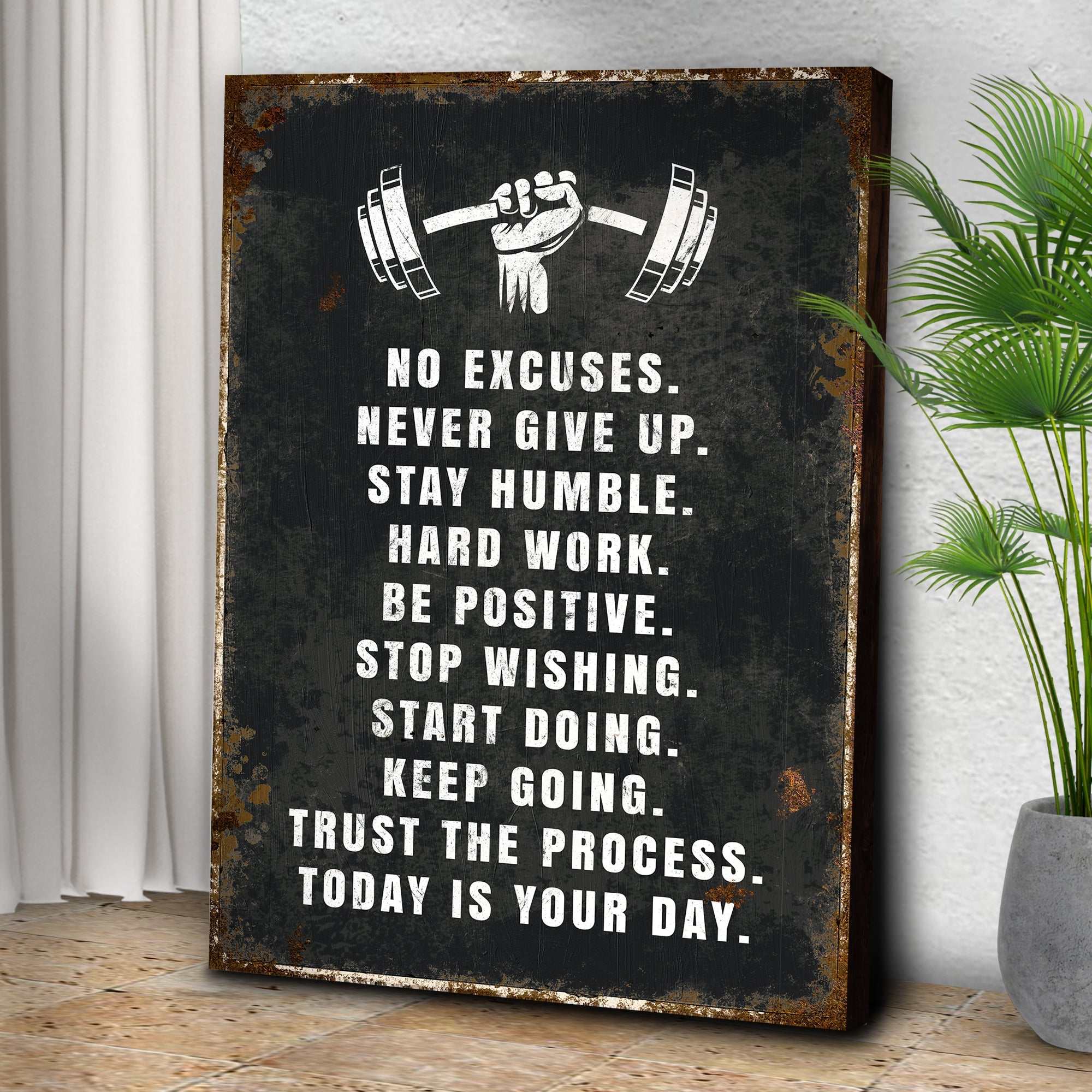 No Excuses Motivational Sign on sale at MyriadMart