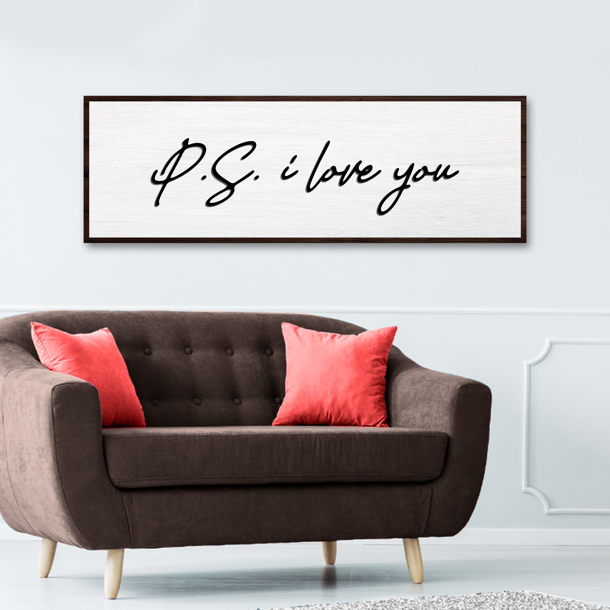 Valentine P.S. I Love You Typography Sign on sale at MyriadMart
