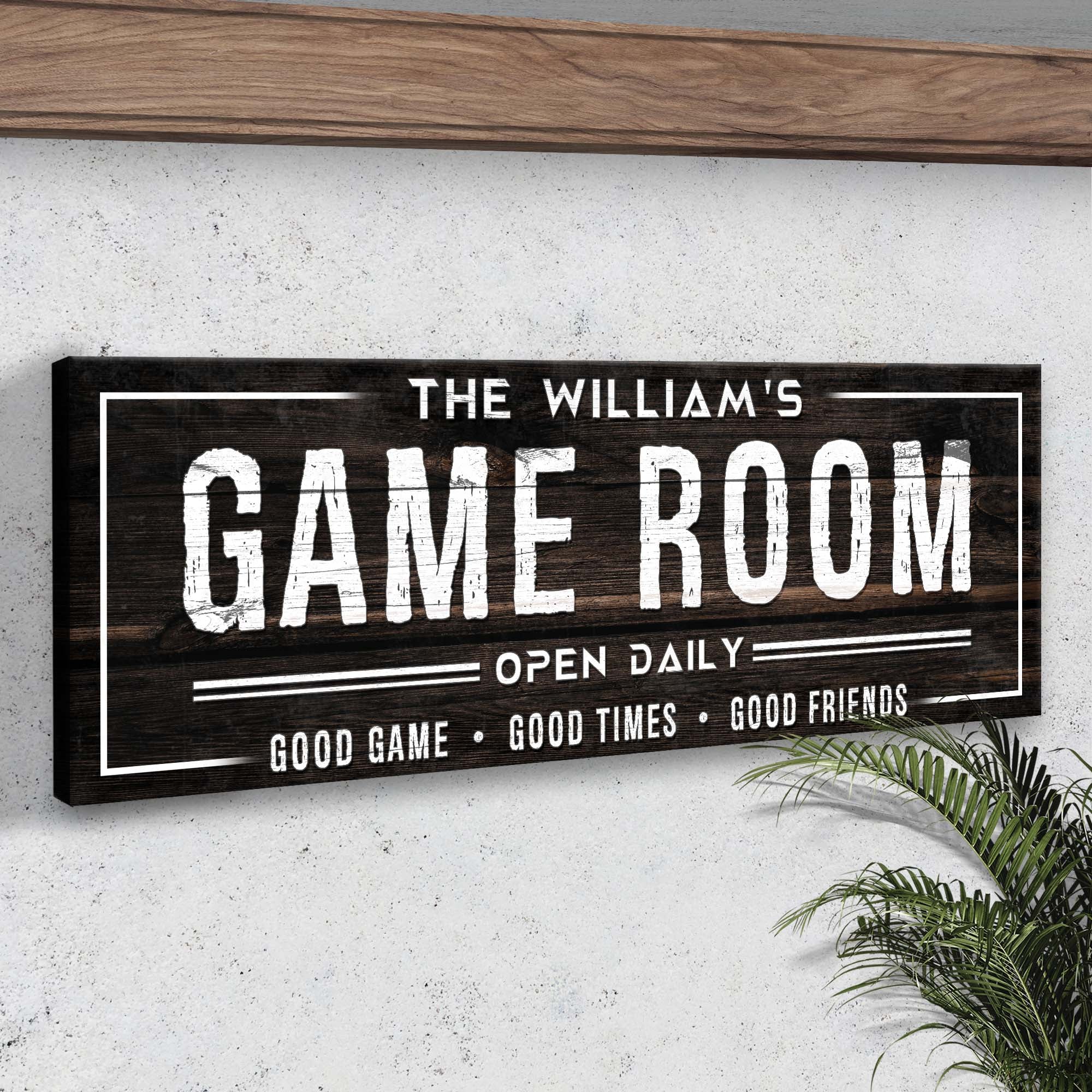 Game Room Dark Wood Sign on sale at MyriadMart
