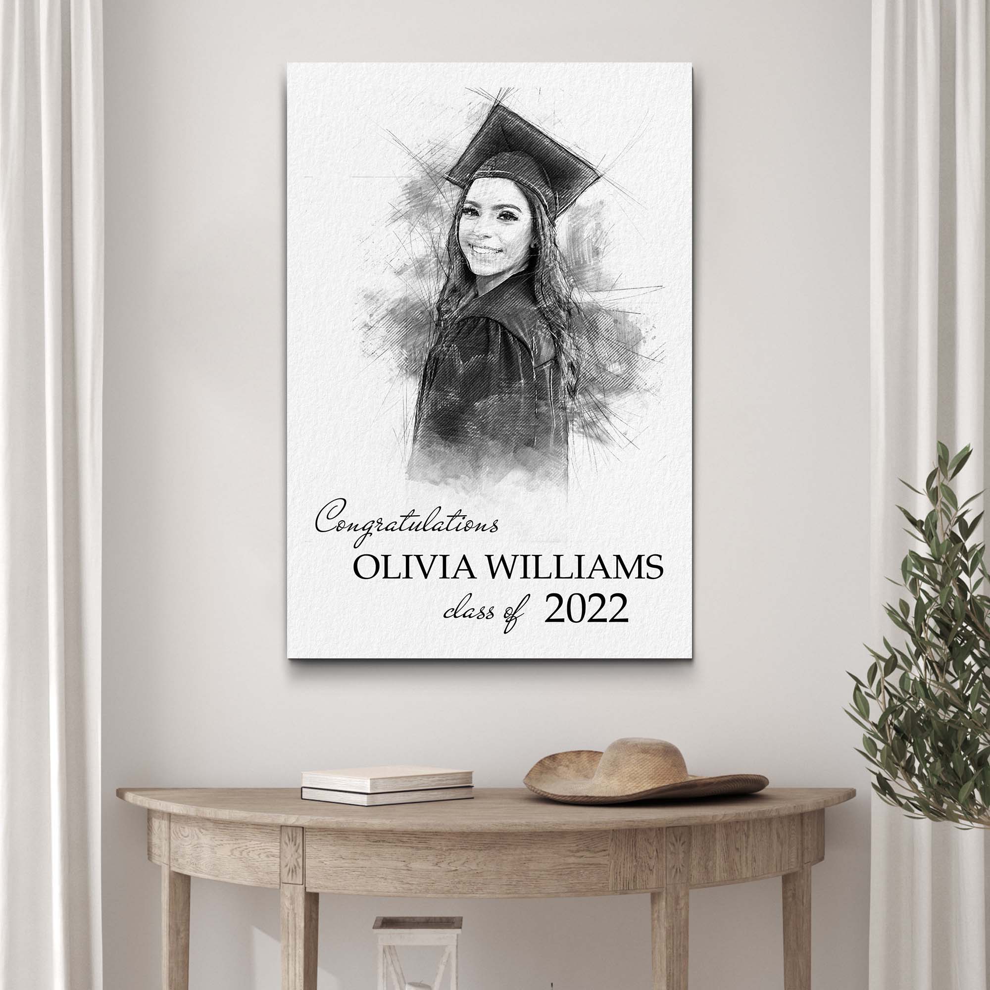 Graduation Photo Pencil Sketch Portrait Sign on sale at MyriadMart