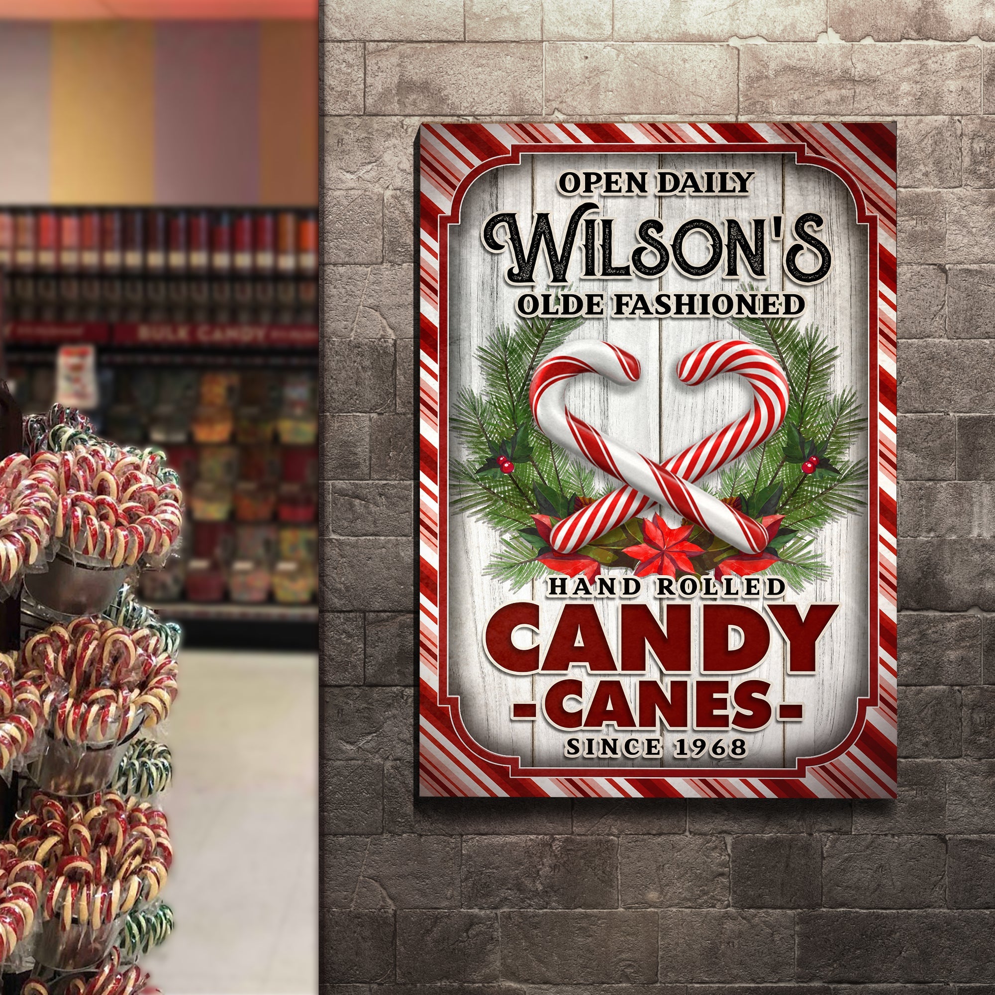 Olde Fashioned Hand Rolled Candy Canes Sign on sale at MyriadMart