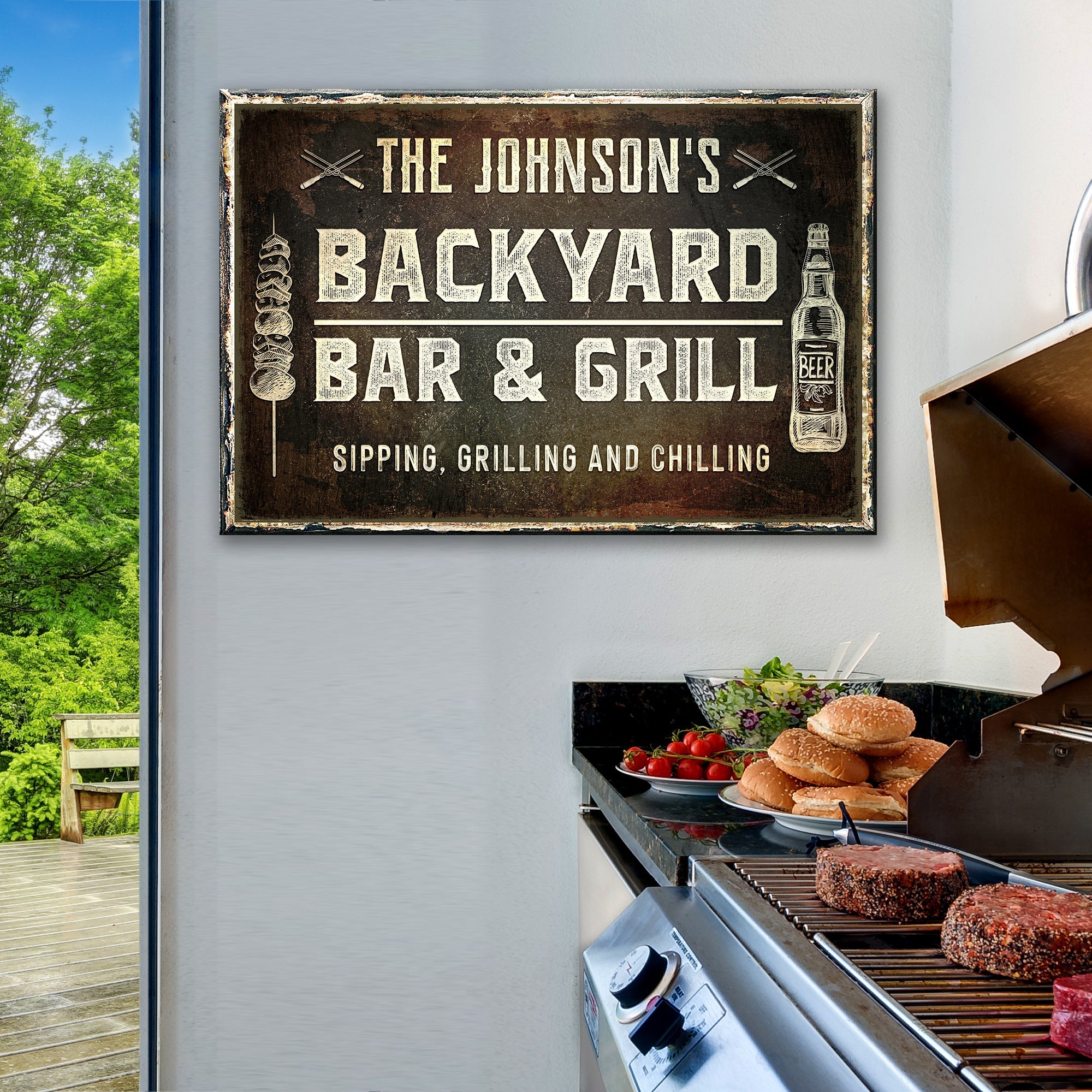 Backyard Bar And Grill Sign on sale at MyriadMart