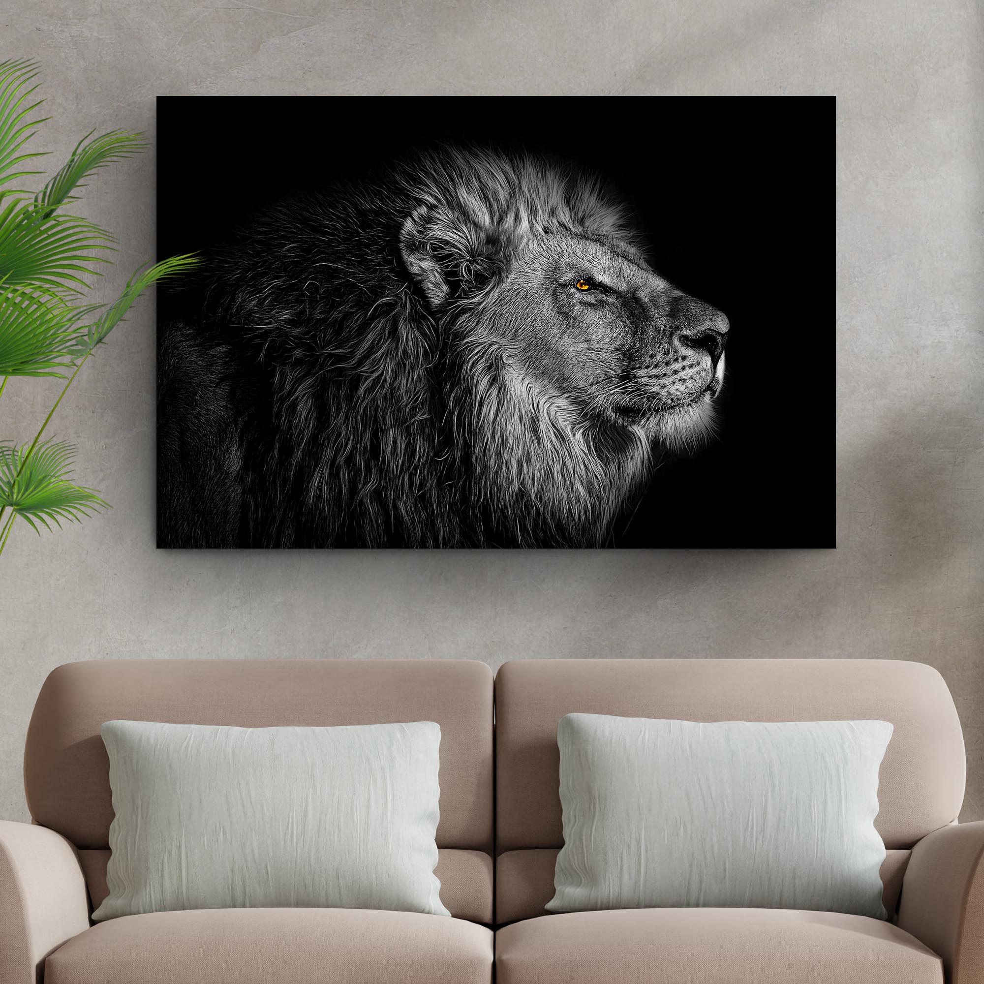 Black And White Lion Head Canvas Wall Art on sale at MyriadMart