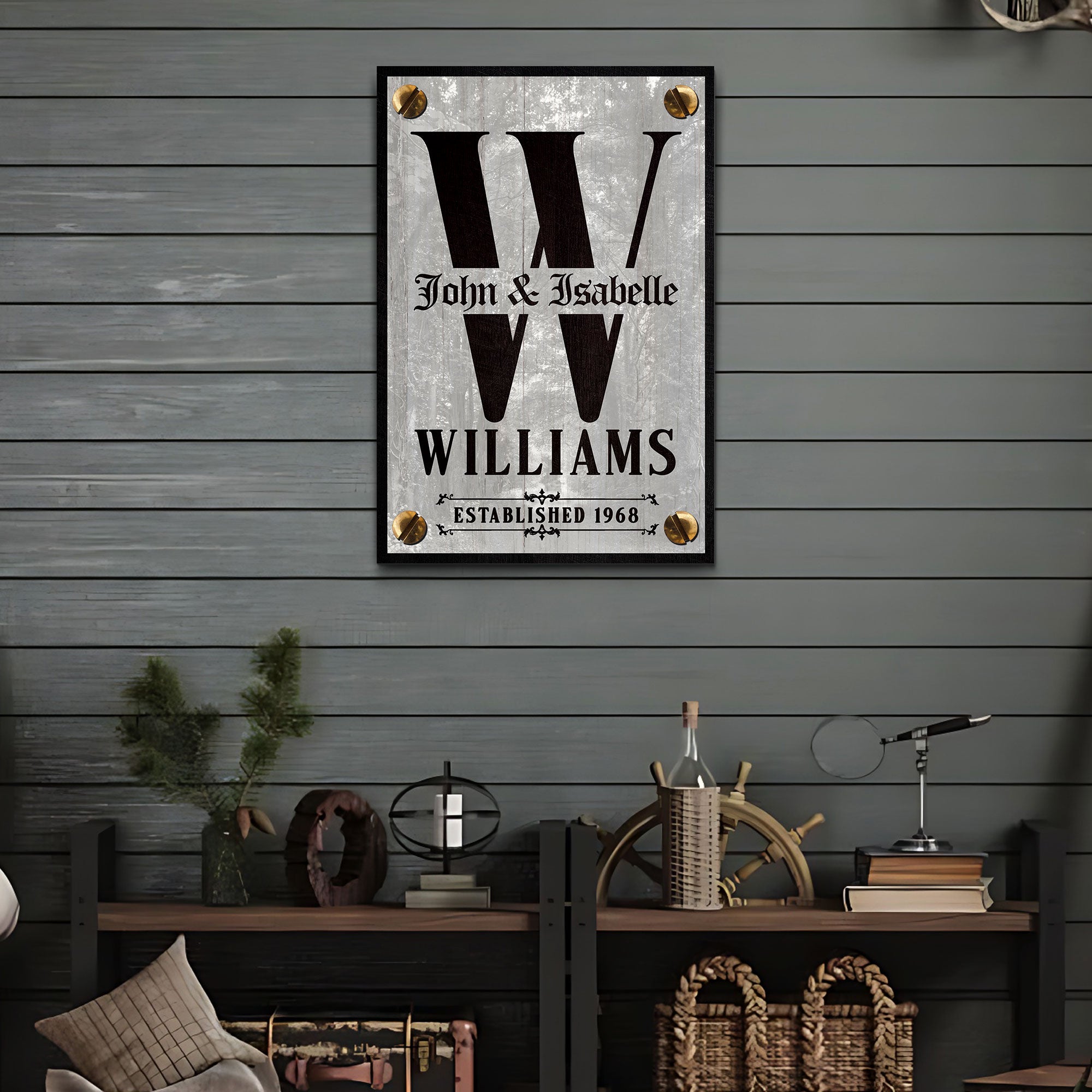 Family Name Portrait Monogram Sign III on sale at MyriadMart