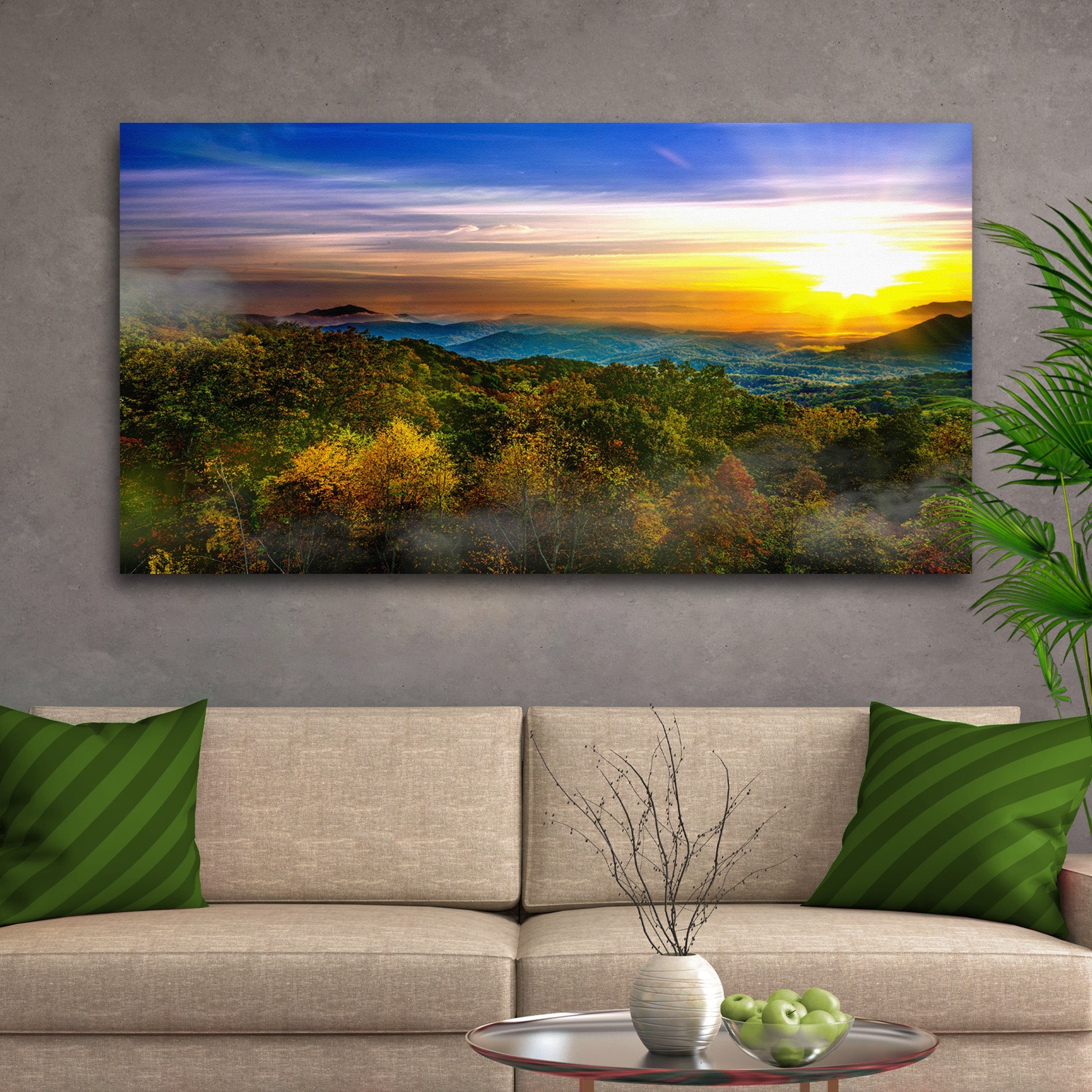 Foggy Mountain At Sunrise Canvas Wall Art on sale at MyriadMart
