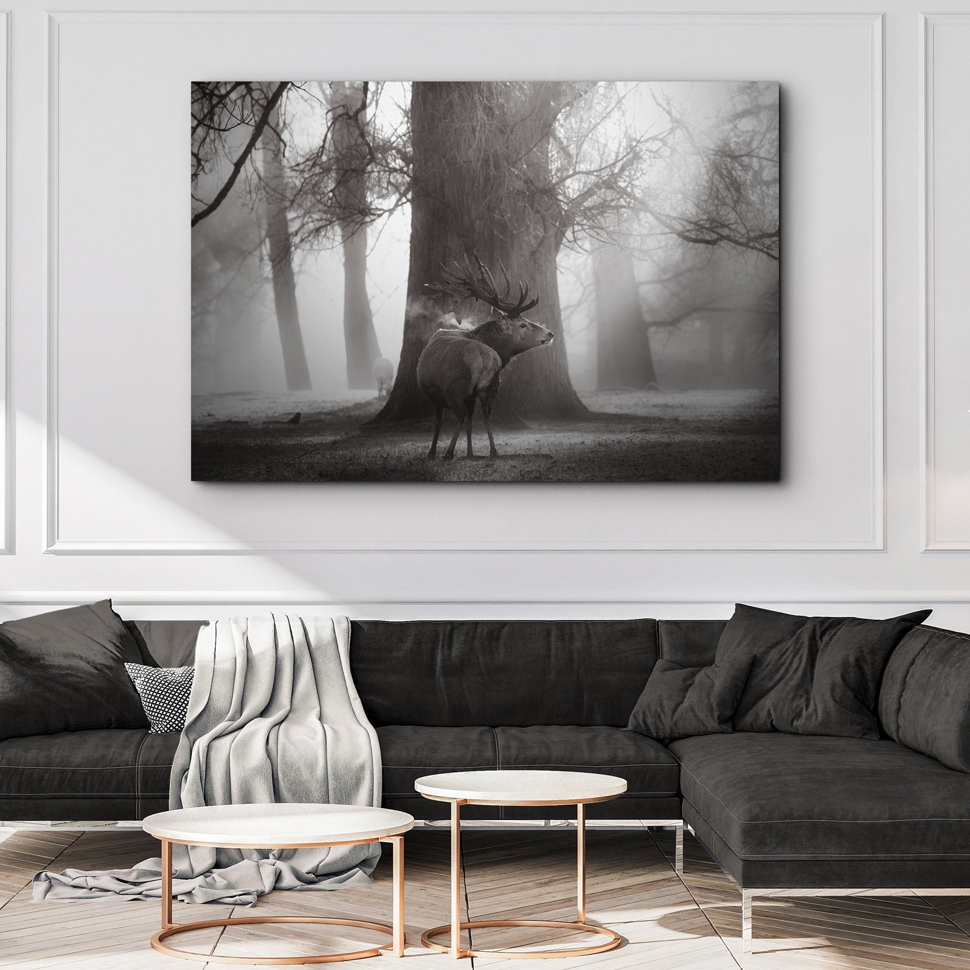 Monochrome Deer Canvas Wall Art on sale at MyriadMart