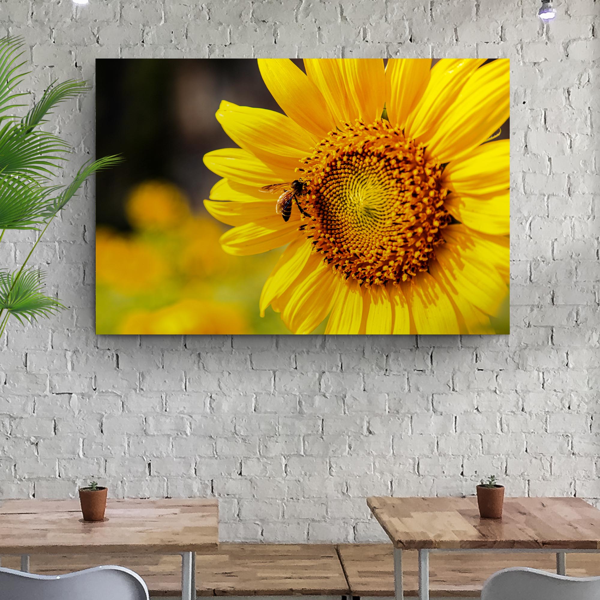 Bee On Sunflower Canvas Wall Art on sale at MyriadMart