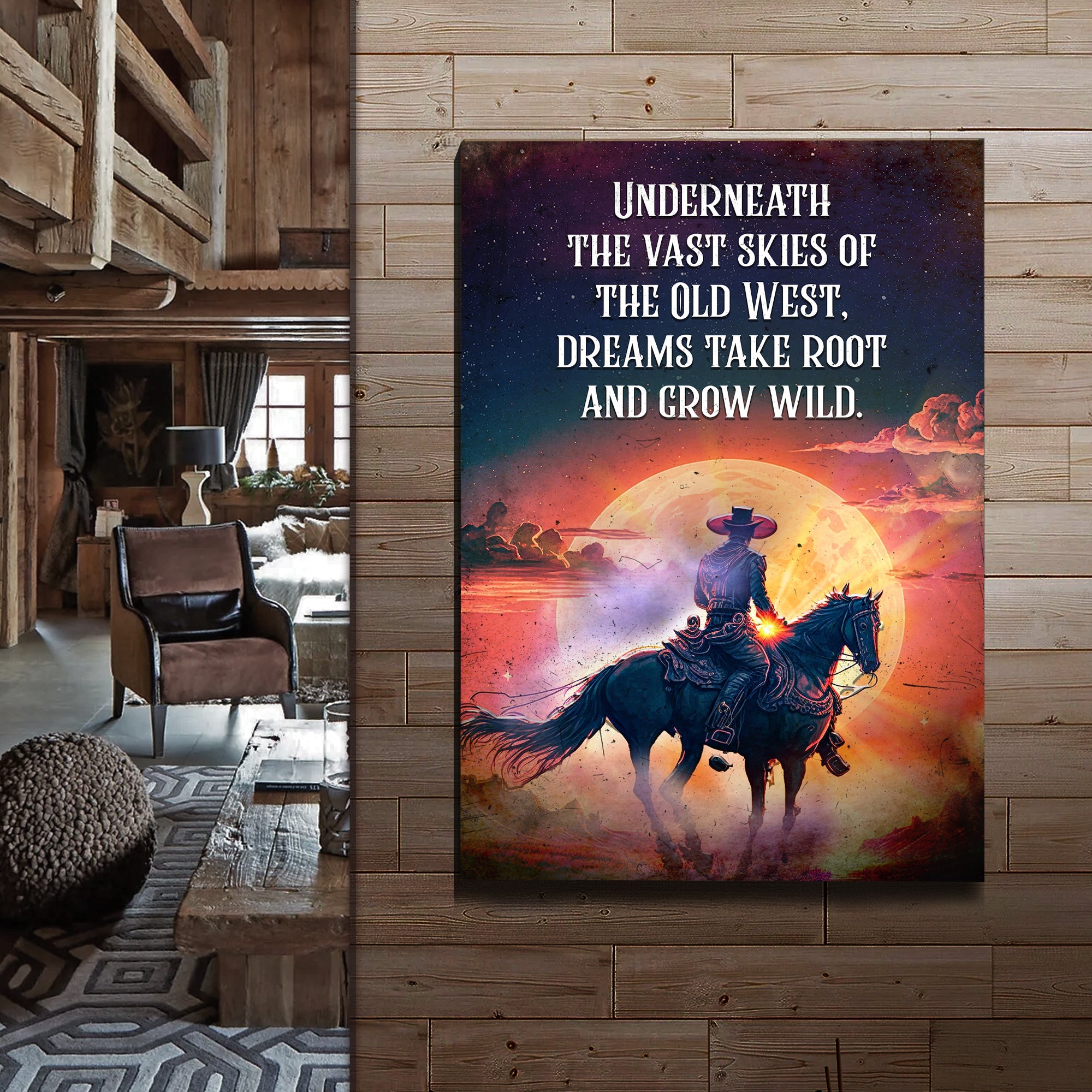 Underneath The Vast Skies Of The Old West Sign on sale at MyriadMart