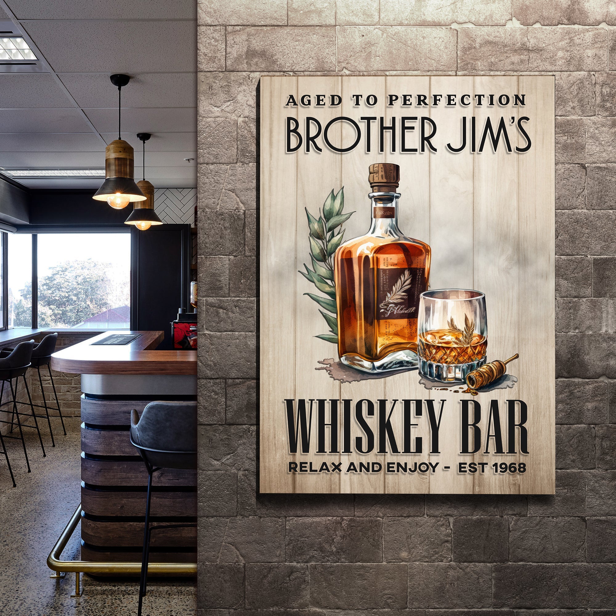 Aged To Perfection Whiskey Bar Sign on sale at MyriadMart