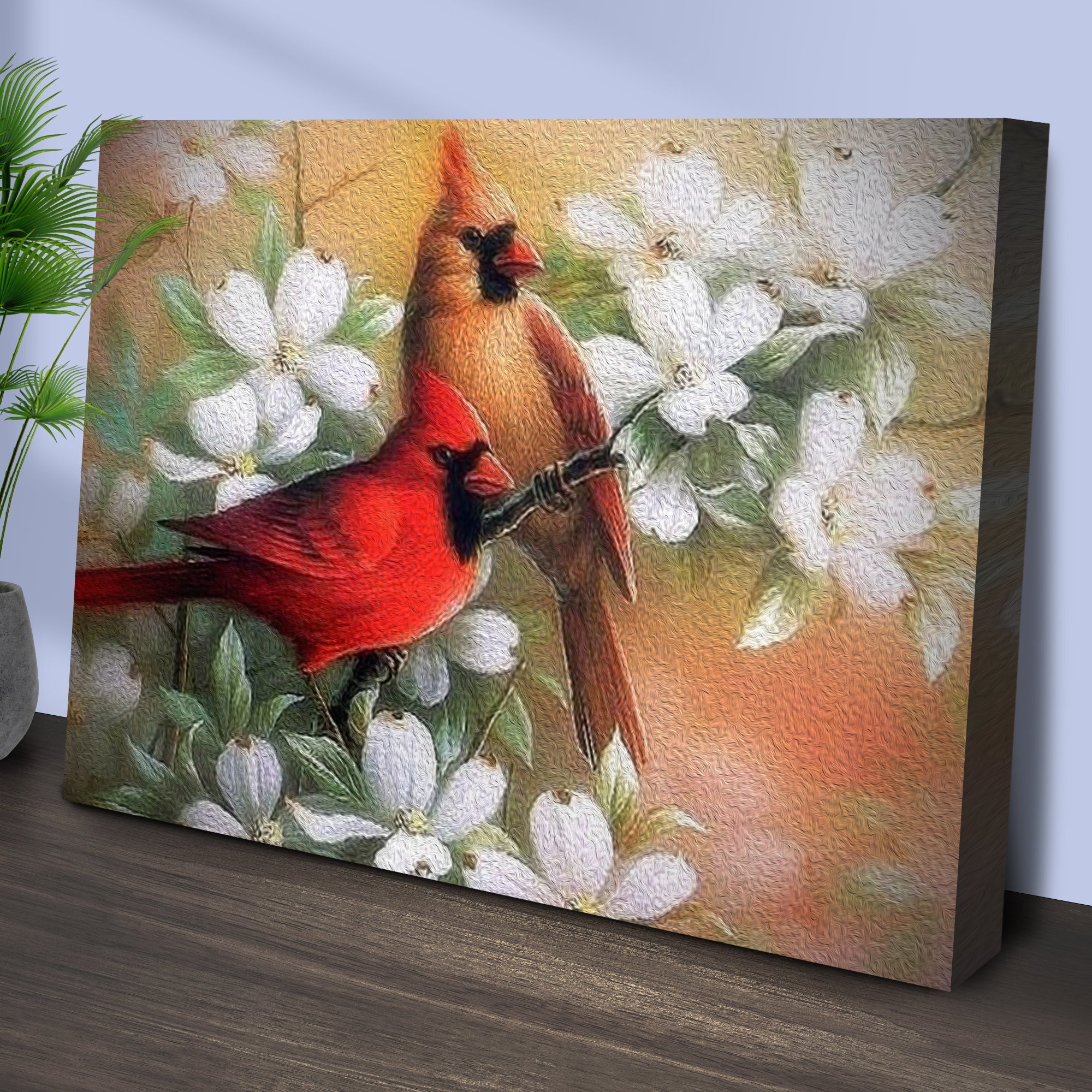 Cardinals on Dogwood Painting Canvas Wall Art on sale at MyriadMart