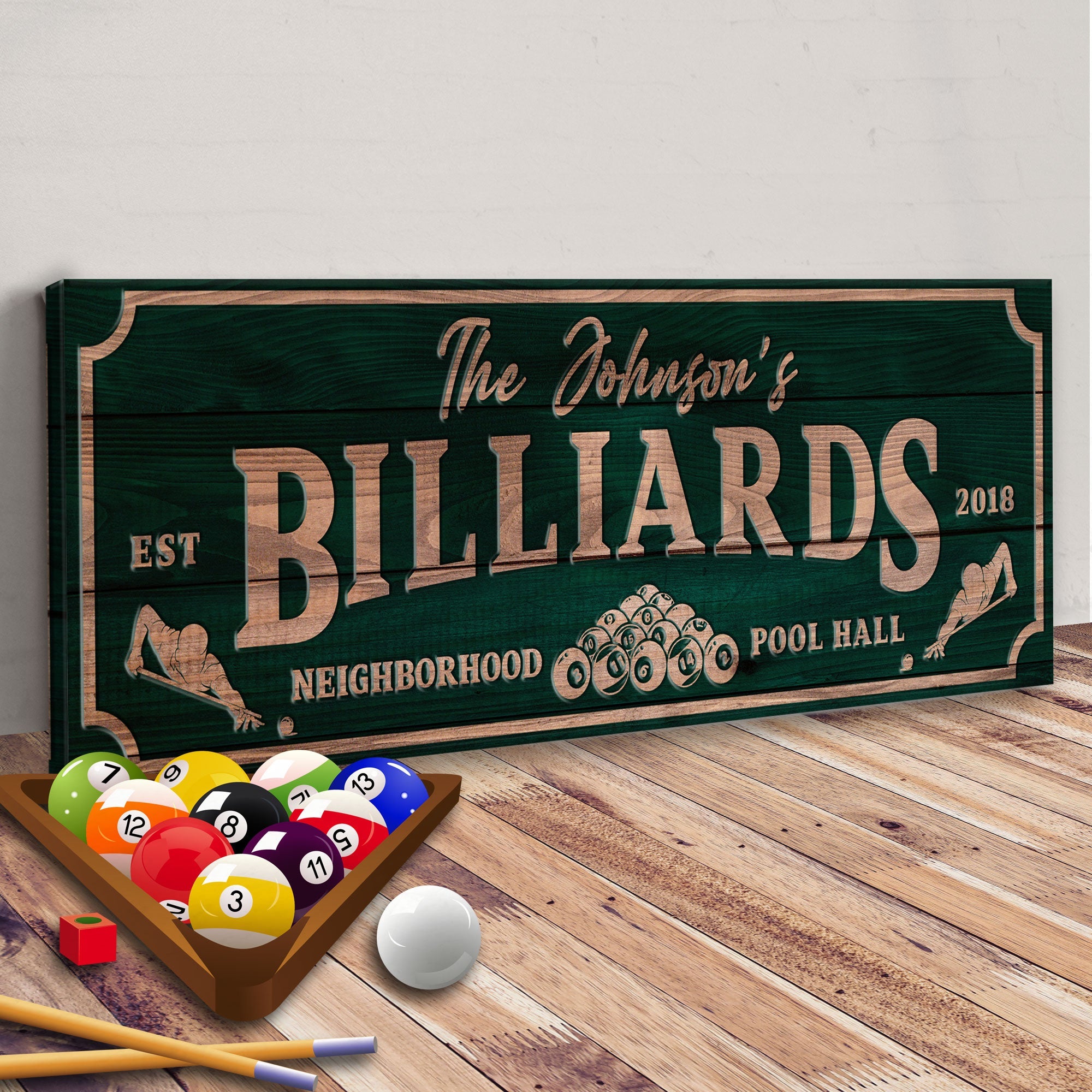 Neighborhood Pool Hall Billiards Sign on sale at MyriadMart