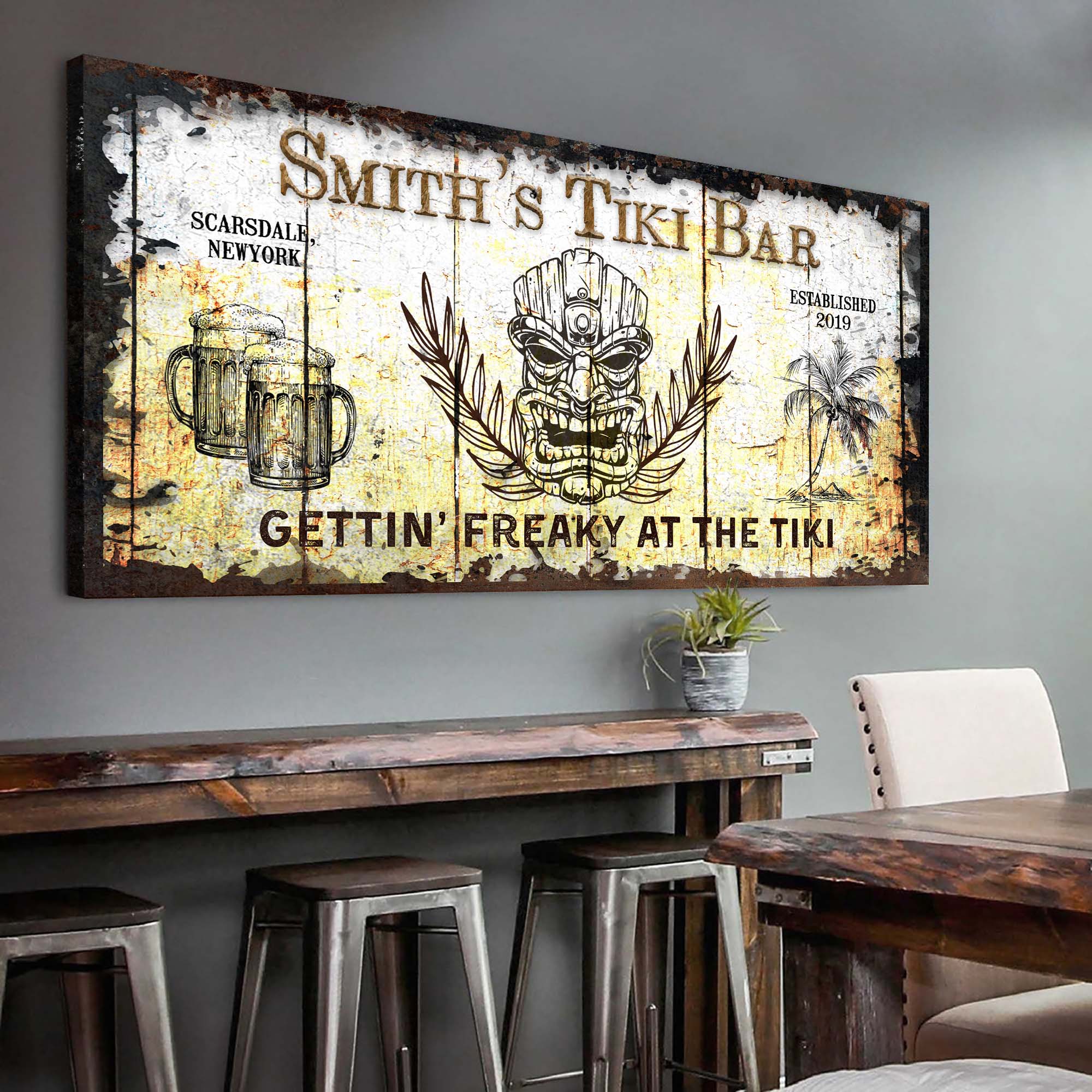 Personalized Tiki Bar Sign: Custom Bar Signs for Home Bar – Ideal For Your Basement Bar Or Man Cave Decor on sale at MyriadMart