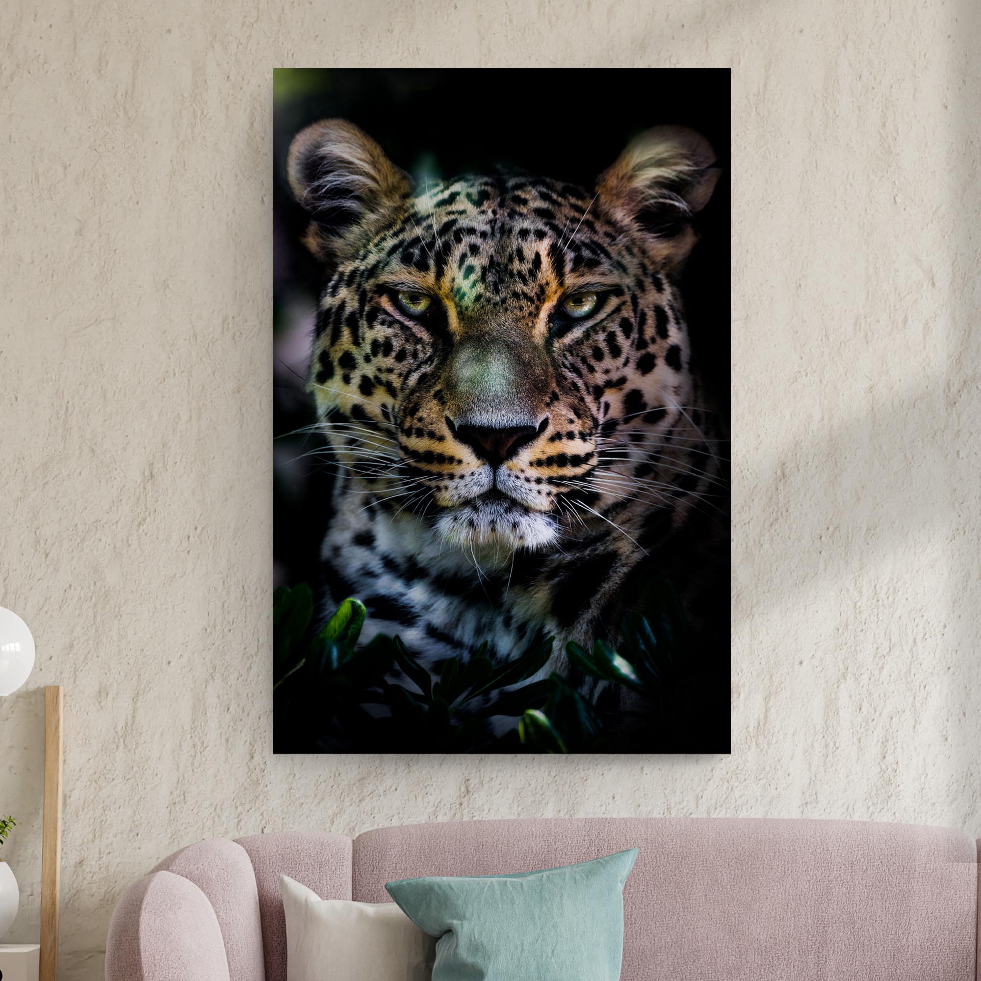 Sneaky Jungle Leopard Portrait Canvas Wall Art on sale at MyriadMart