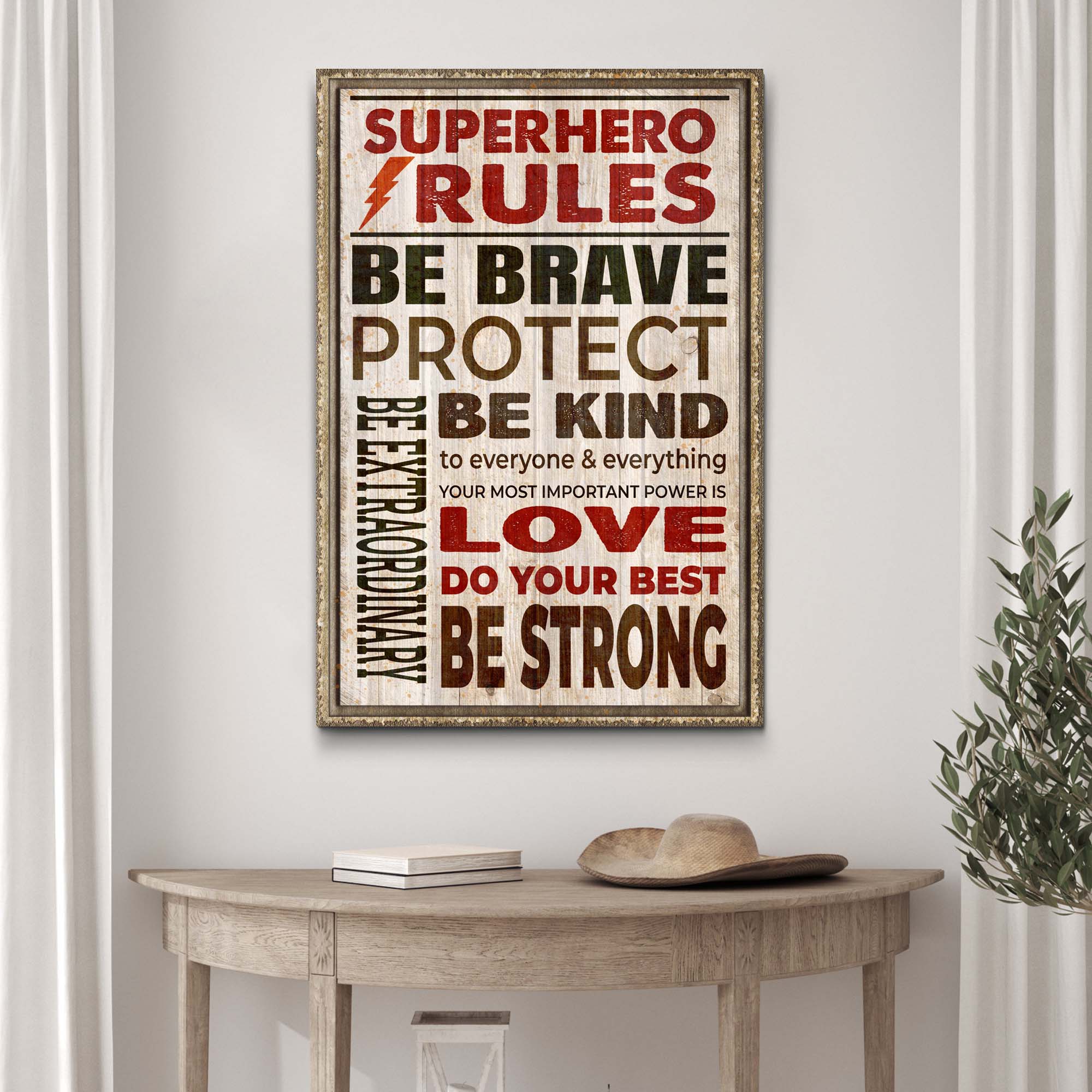 Your Most Important Power Is Love Superhero Rules Sign on sale at MyriadMart