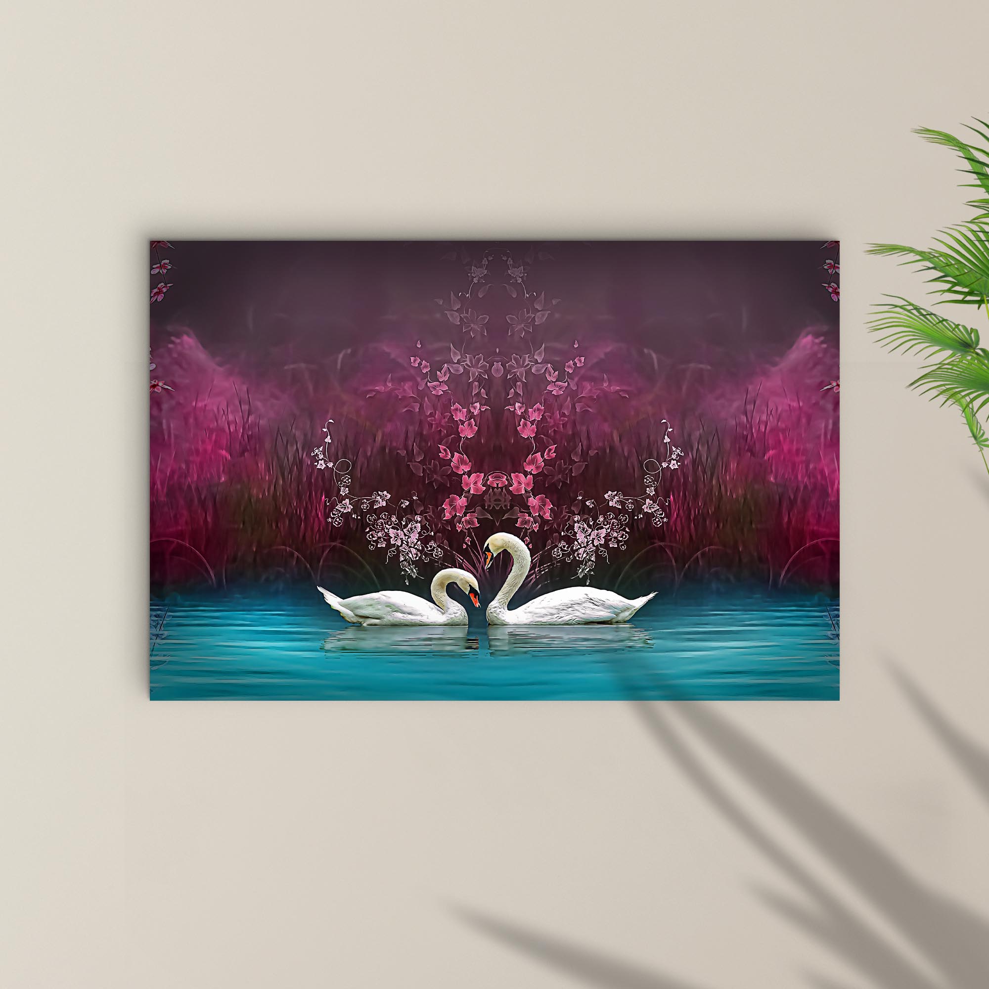 Beautiful Romantic Swans Canvas Wall Art on sale at MyriadMart