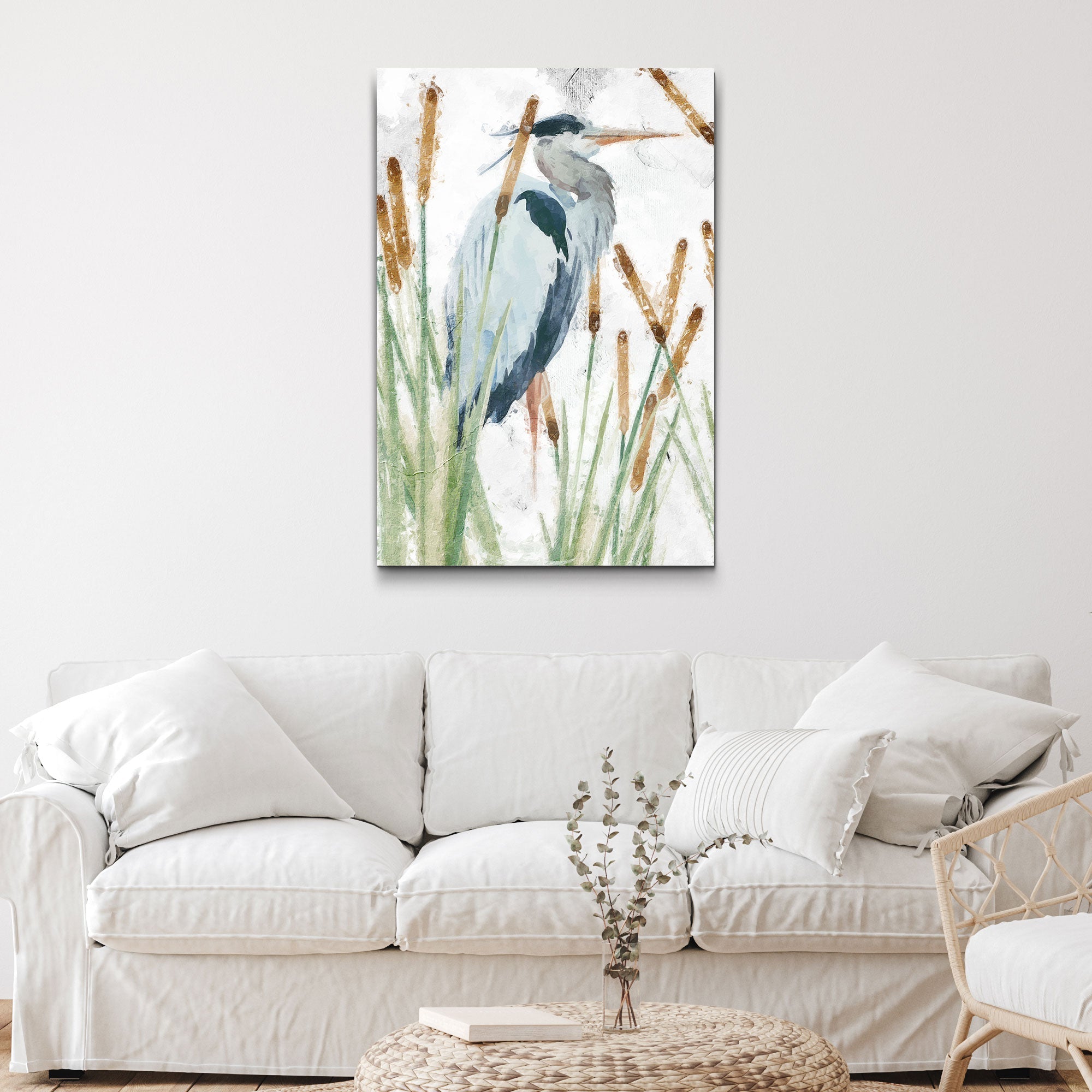 Heron In The Reeds Canvas Wall Art II on sale at MyriadMart