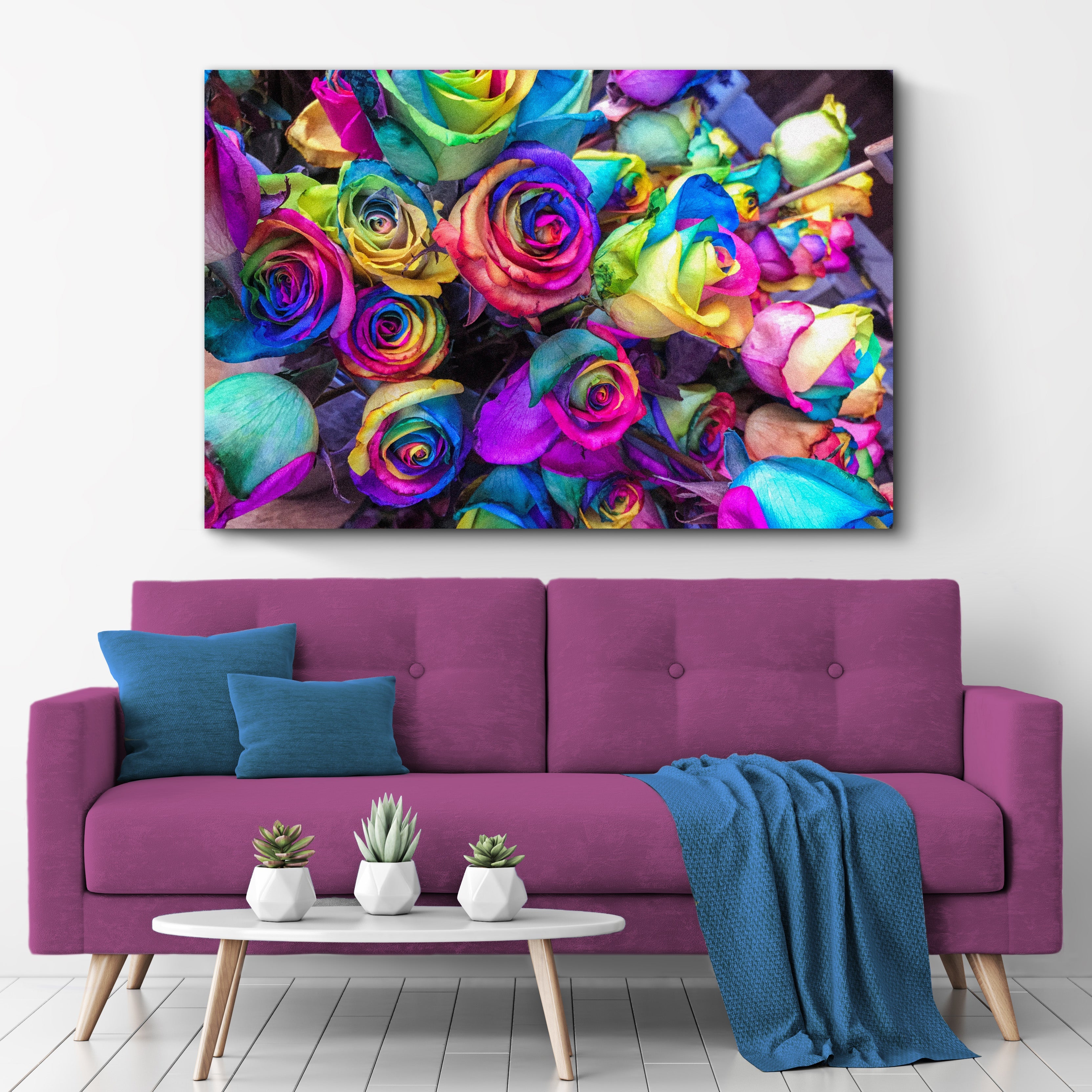 Rainbow Roses Canvas Wall Art on sale at MyriadMart