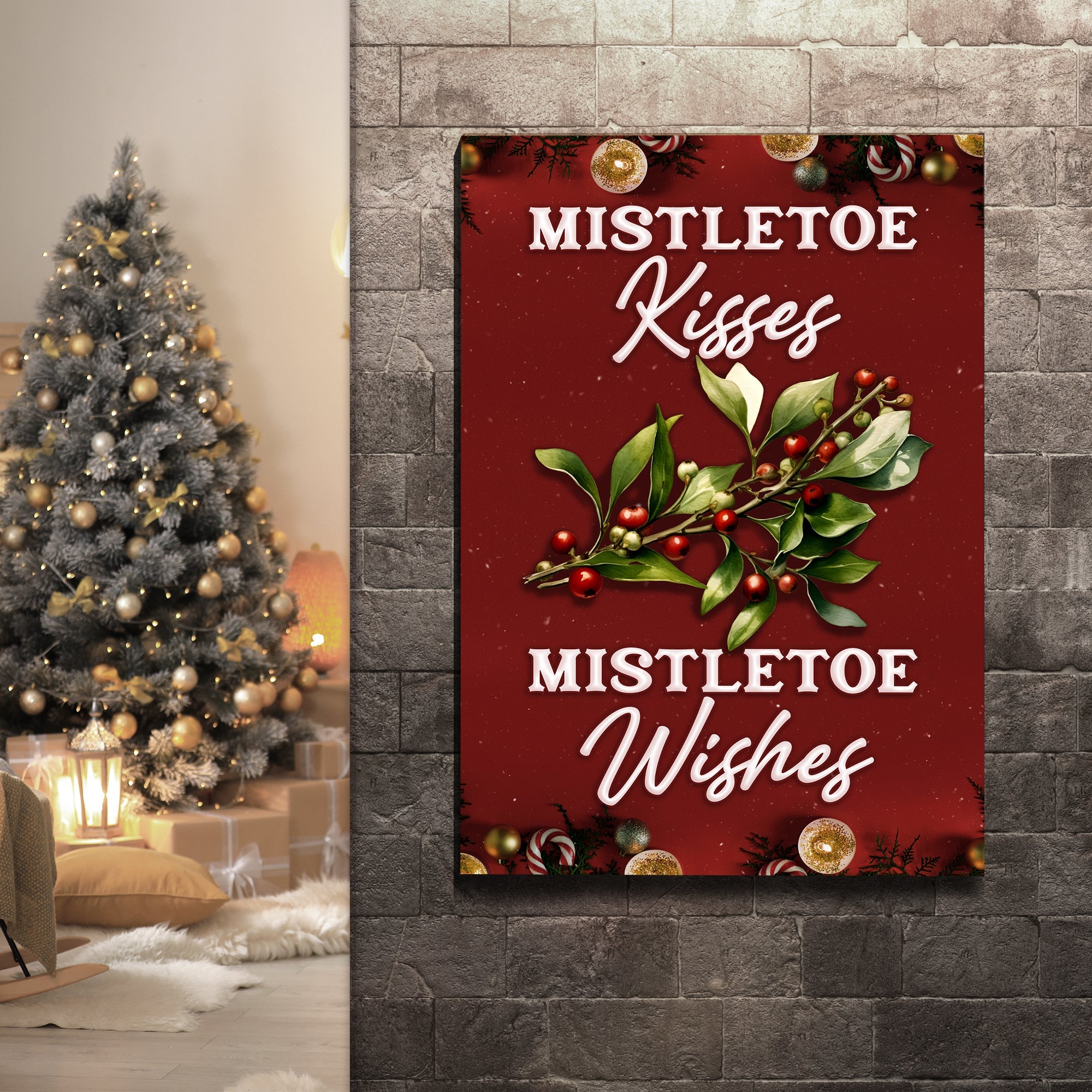 Kisses And Wishes Mistletoe Sign on sale at MyriadMart