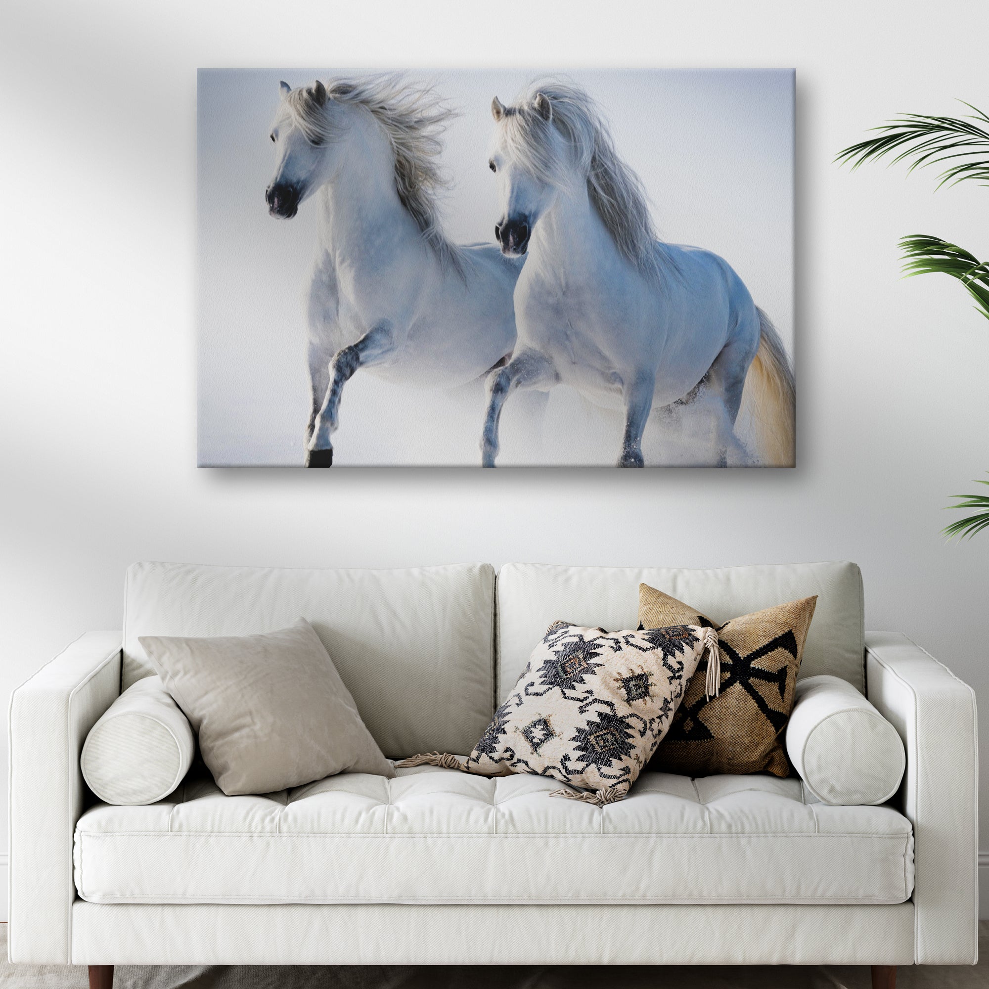 White Horse Couple Canvas Wall Art on sale at MyriadMart