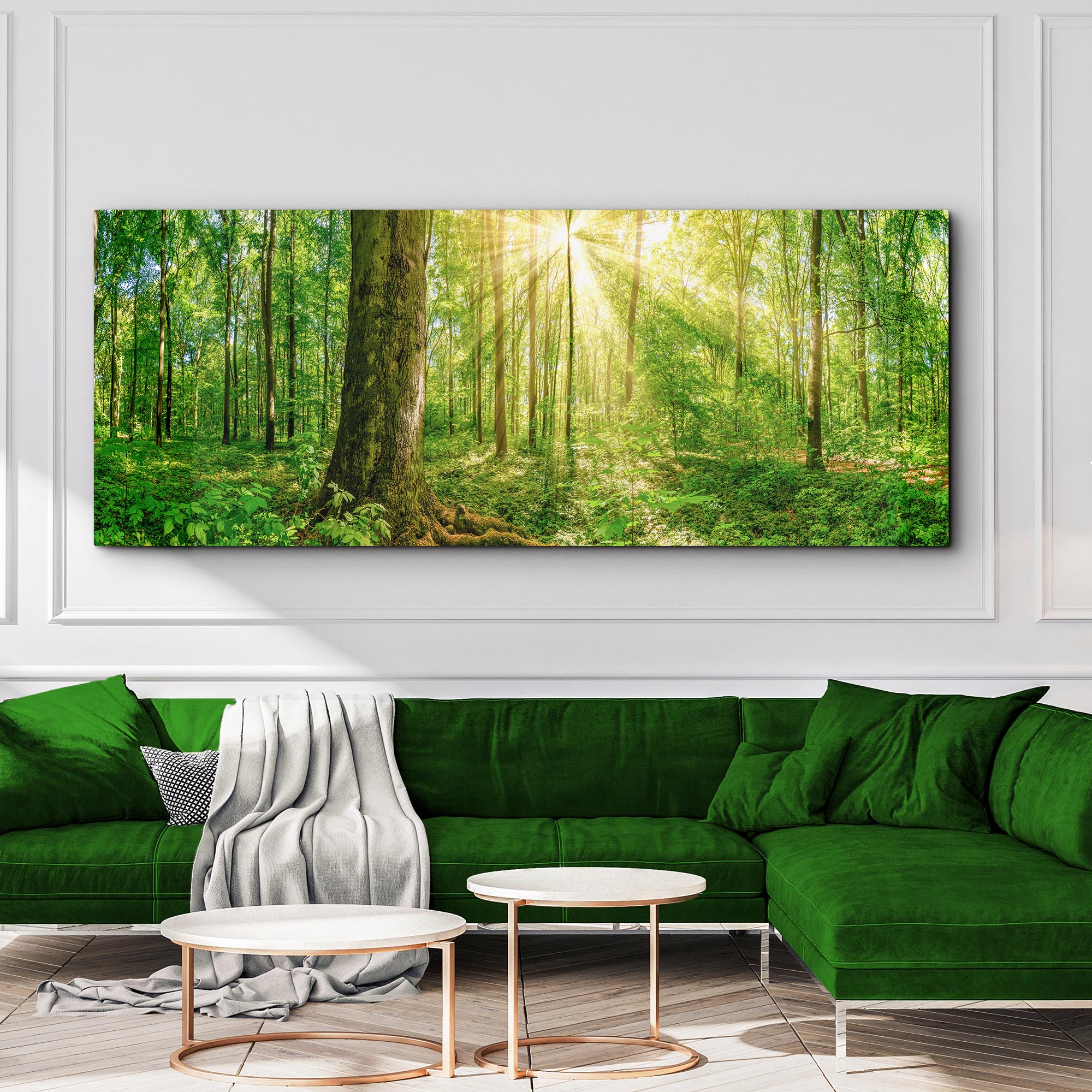 Golden Rays Into The Forest Canvas Wall Art on sale at MyriadMart