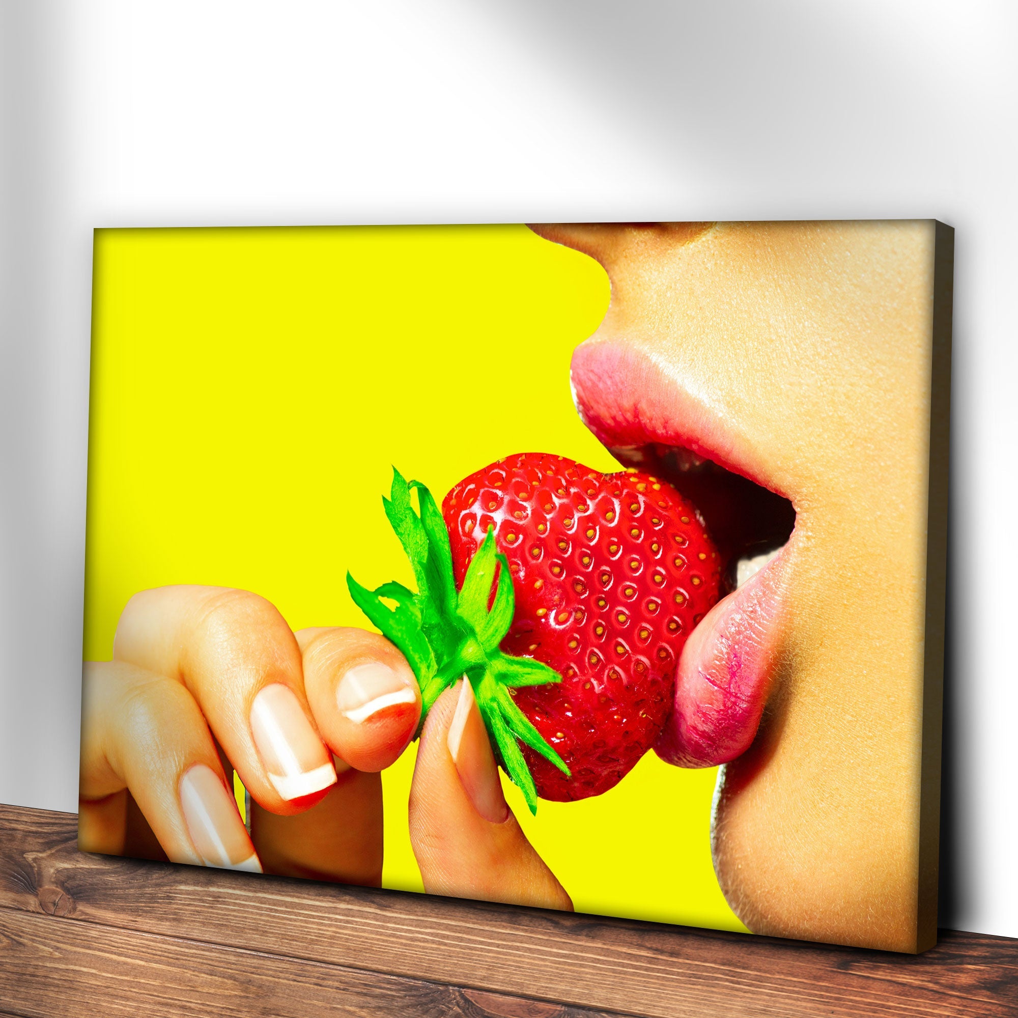 Fruits Strawberry Lips Canvas Wall Art on sale at MyriadMart
