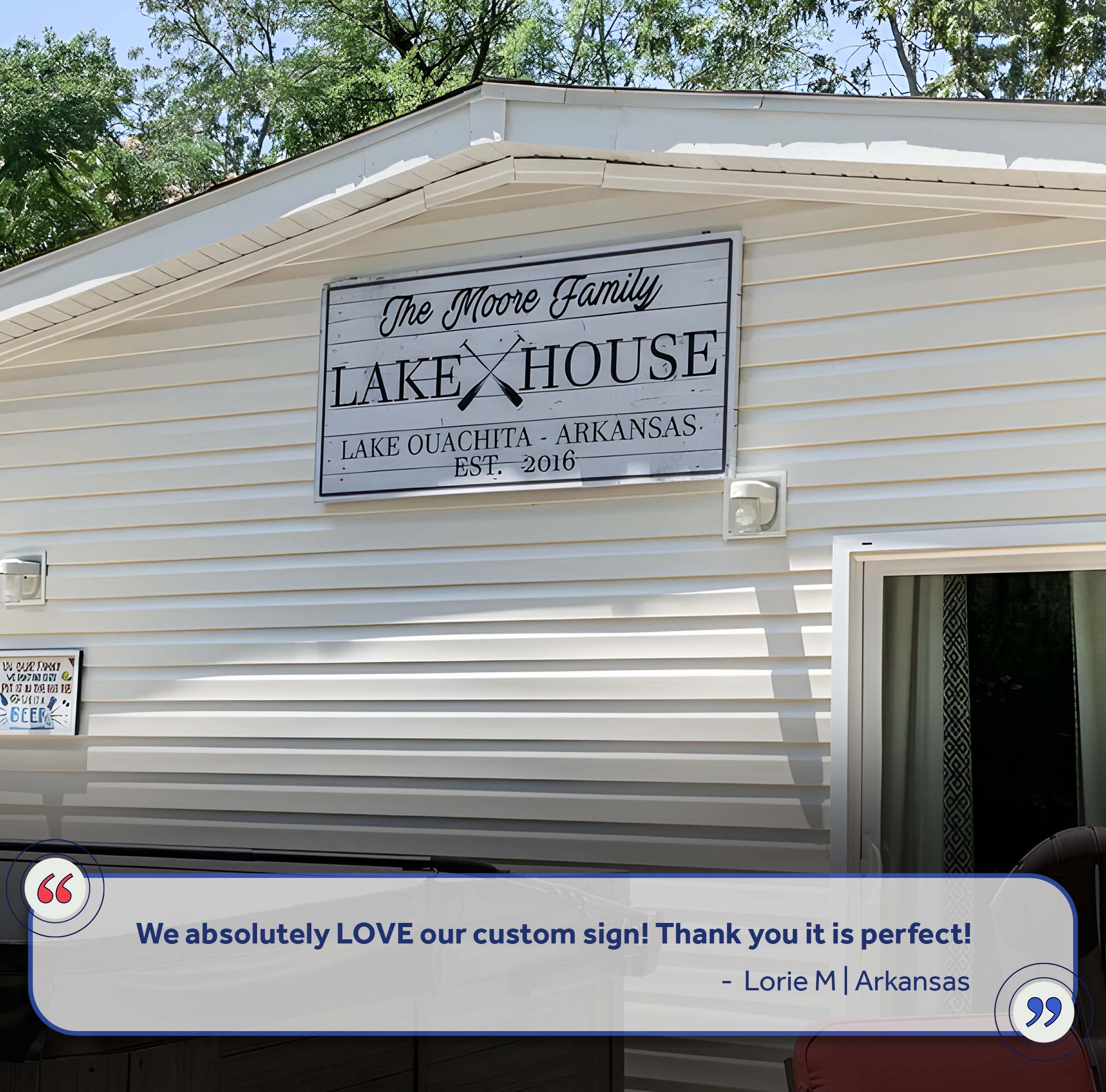 Family Lake House Paddle Sign on sale at MyriadMart