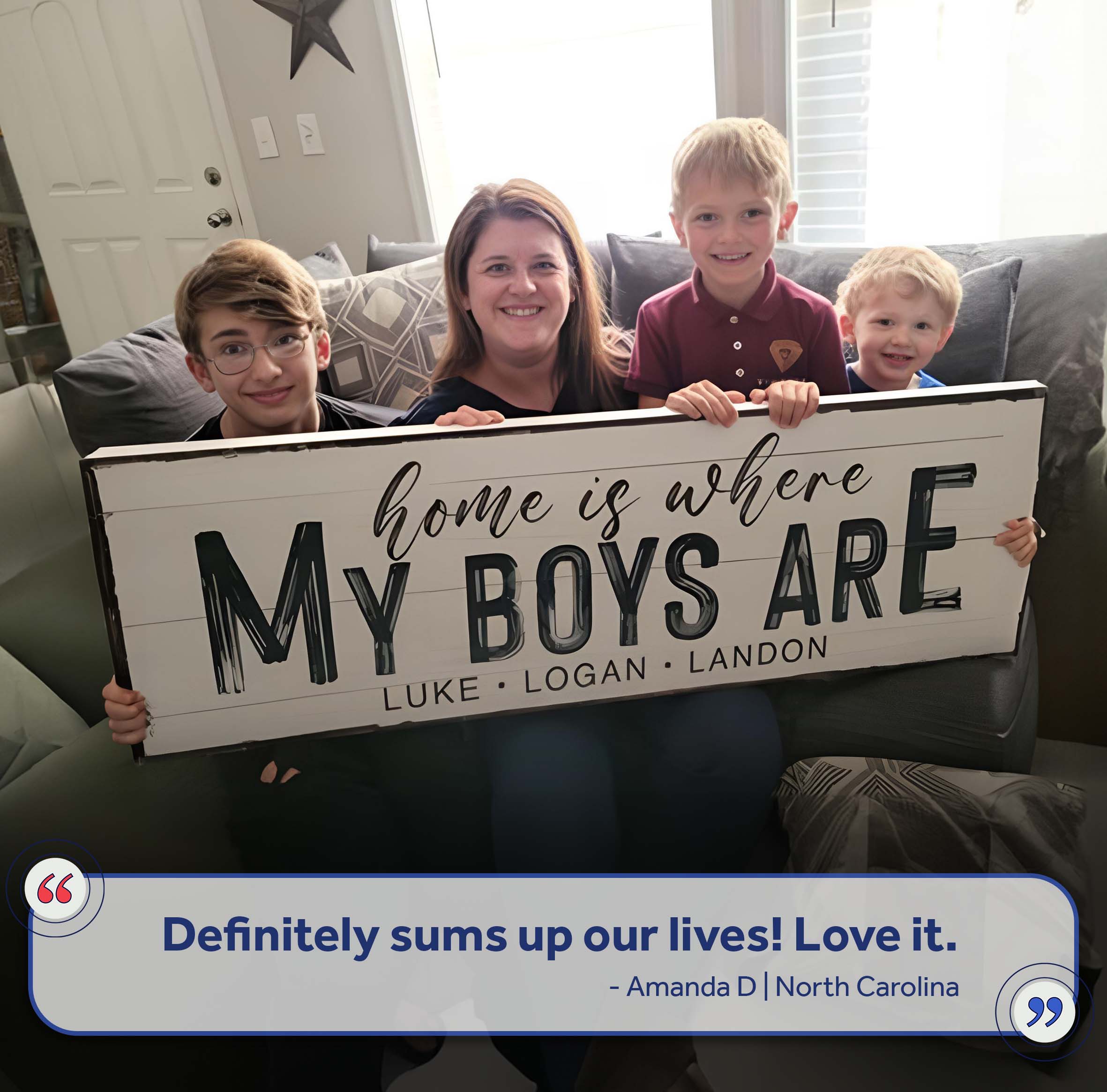 Home Is Where My Boys Are Family Sign on sale at MyriadMart