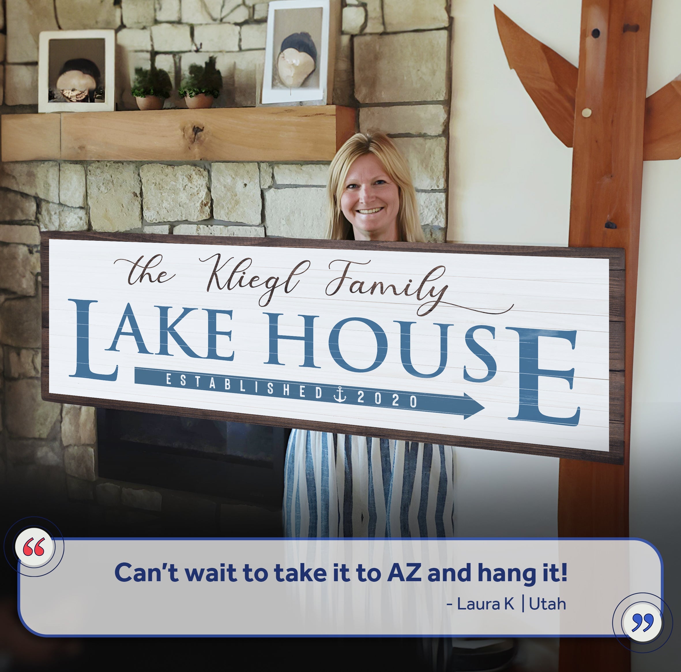 Family Lake House Arrow Sign III on sale at MyriadMart