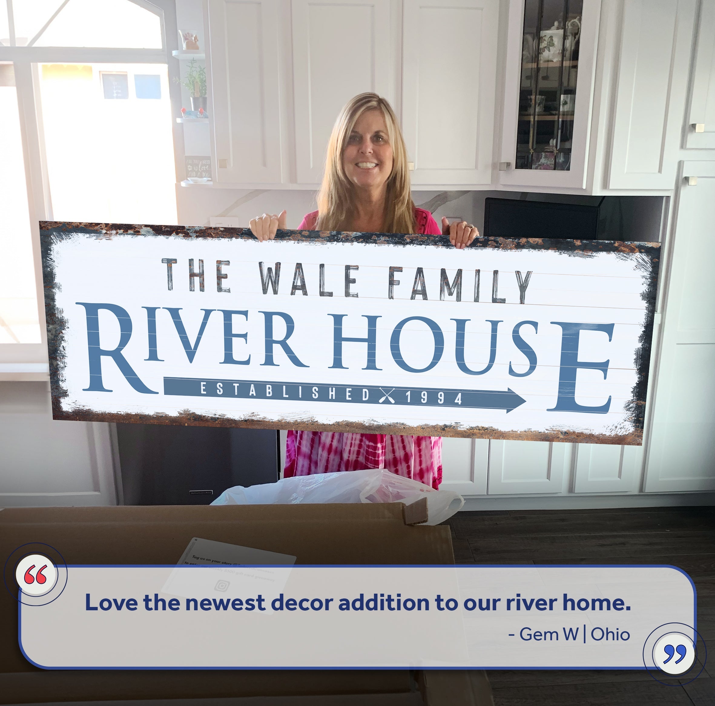 Family River House Arrow Sign on sale at MyriadMart