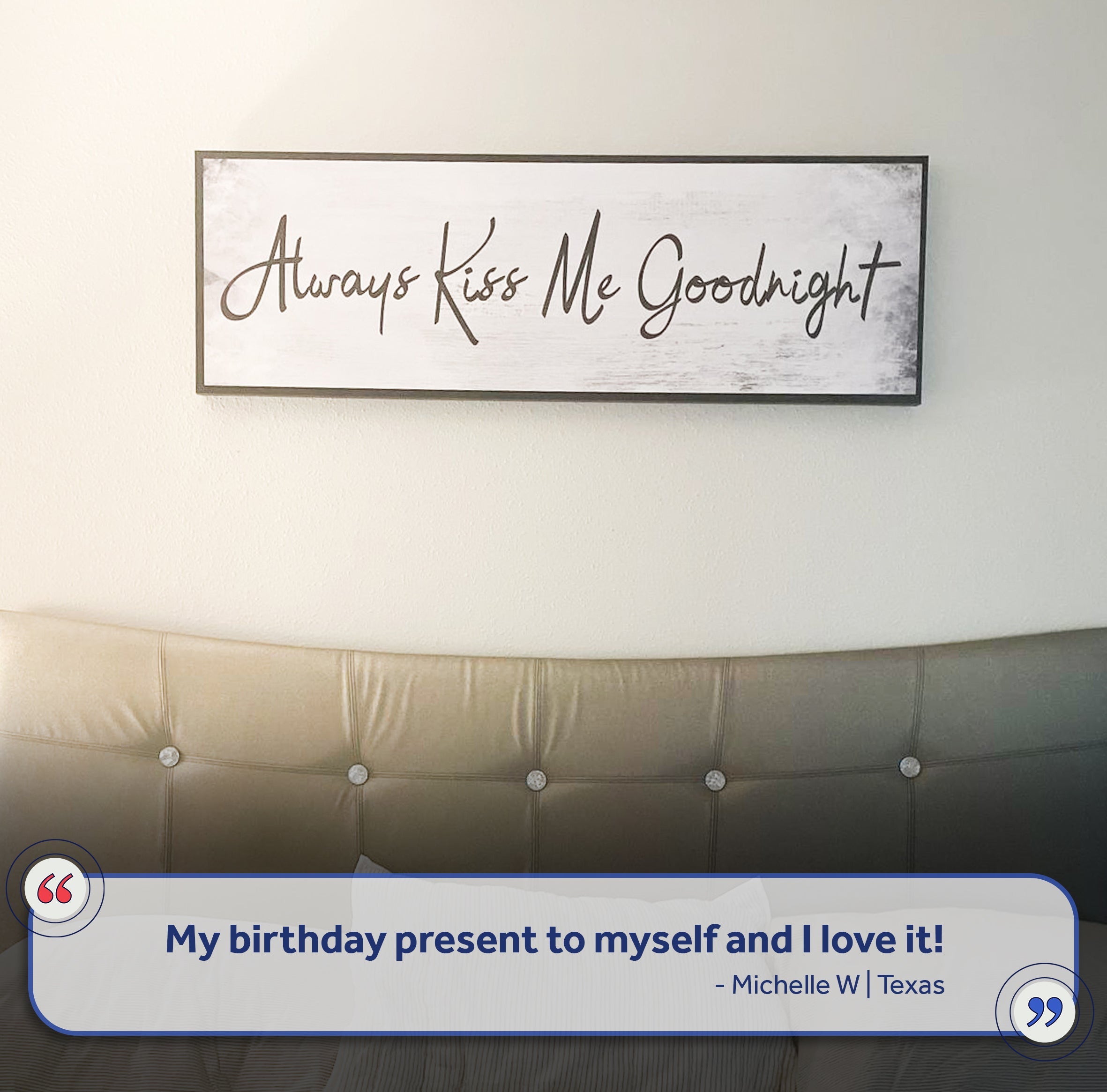 Always Kiss Me Goodnight Sign IV on sale at MyriadMart