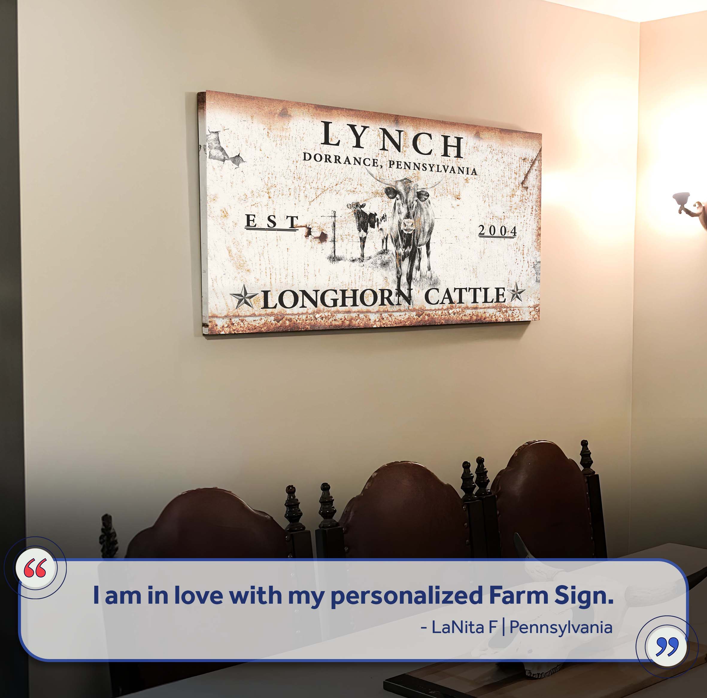 Longhorn Rustic Cattle Sign II on sale at MyriadMart