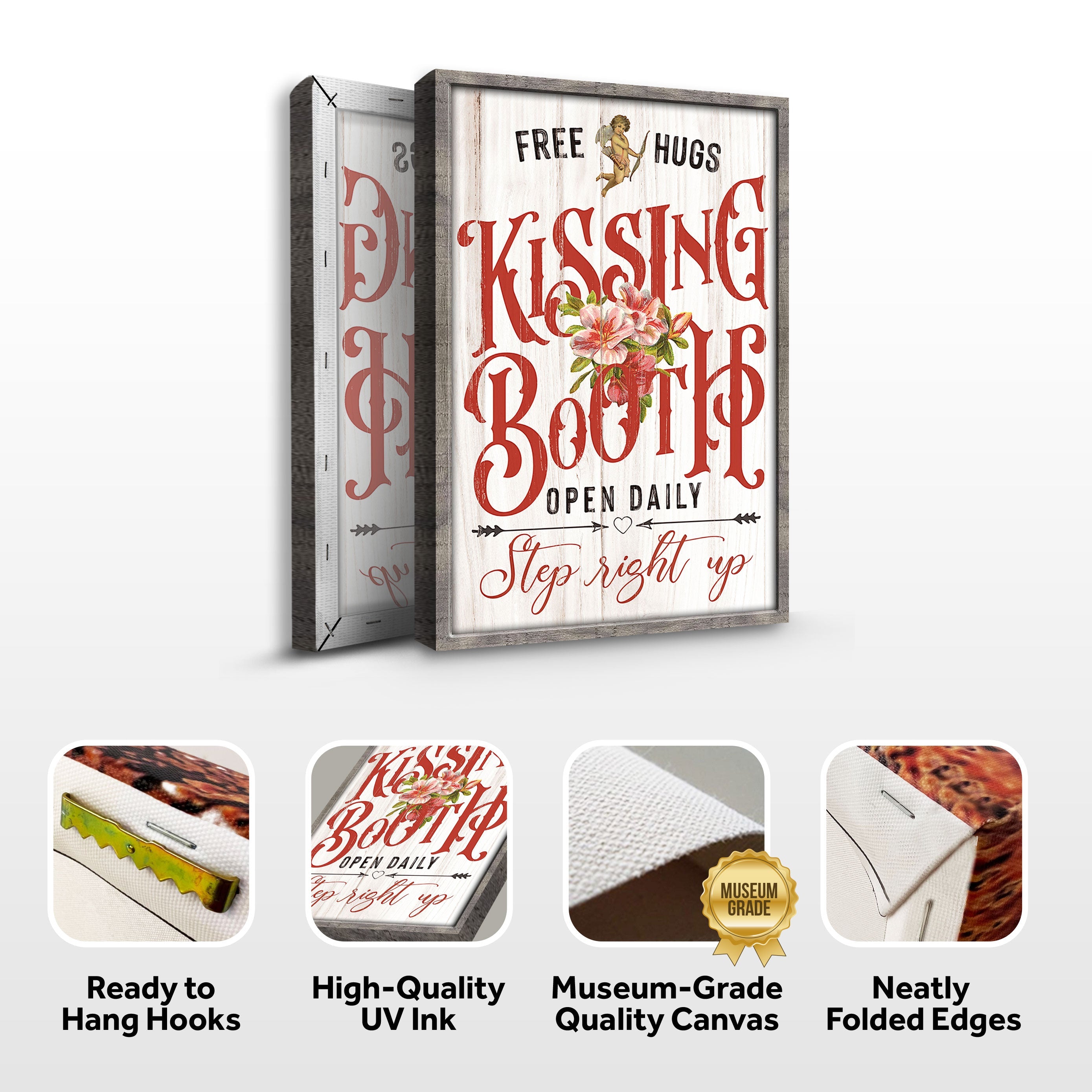 Valentines Day Kissing Booth Sign on sale at MyriadMart