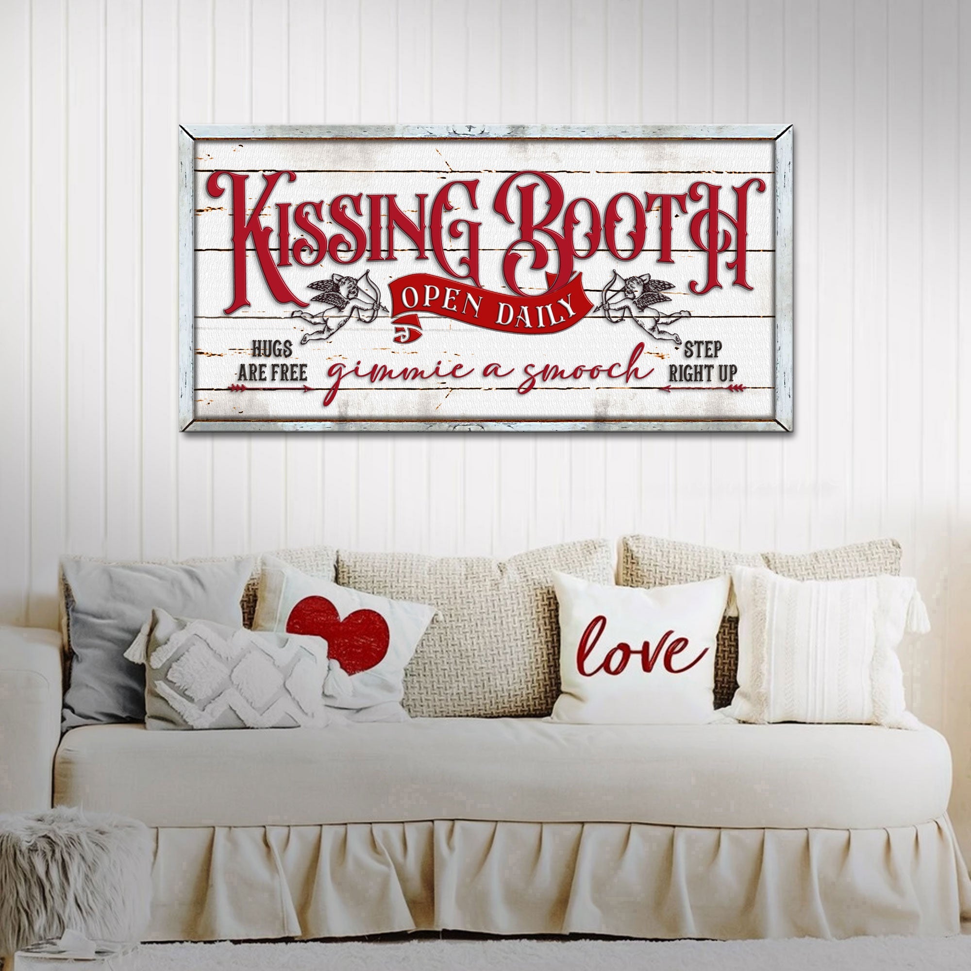 Vintage Rustic Kissing Booth Sign on sale at MyriadMart