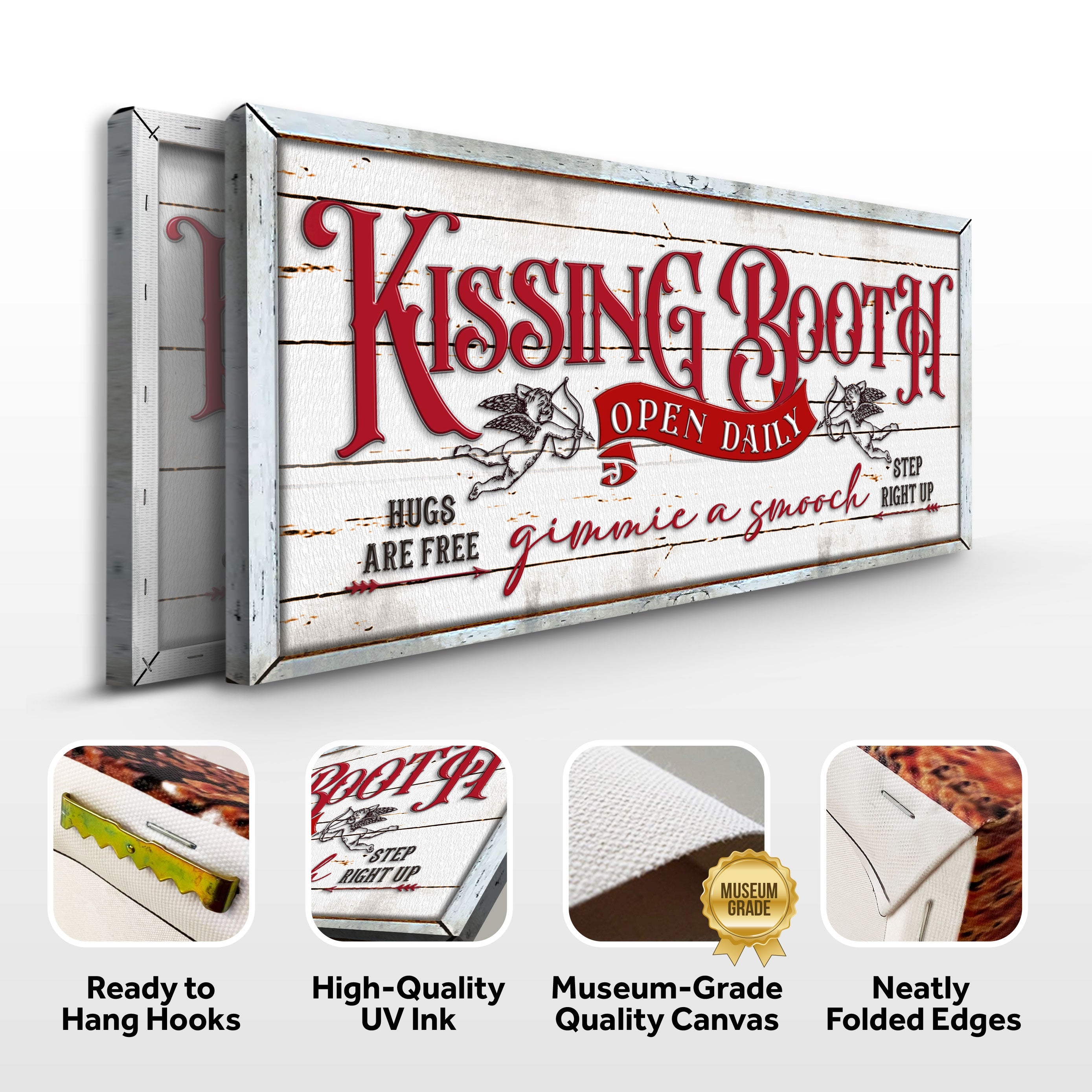 Vintage Rustic Kissing Booth Sign on sale at MyriadMart