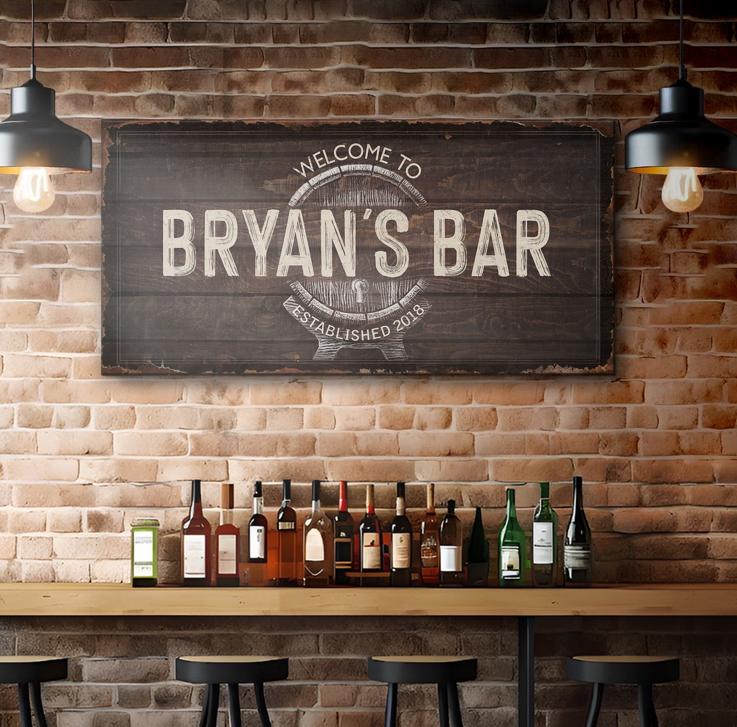 Beer Barrel Bar Sign: Custom Bar Signs for Home Bar – Ideal Man Cave Wall Decor & Perfect Gift for Him on sale at MyriadMart