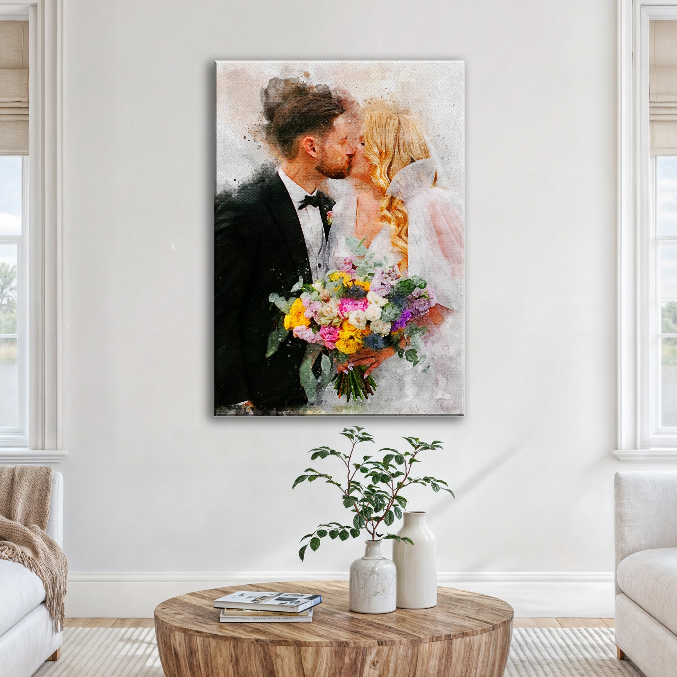 Custom Wedding Watercolor Portrait on sale at MyriadMart