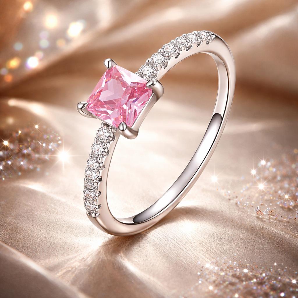 925 Sterling Silver Ring Size 6.0 with Pavé Setting CZ and Platinum Plating on sale at MyriadMart