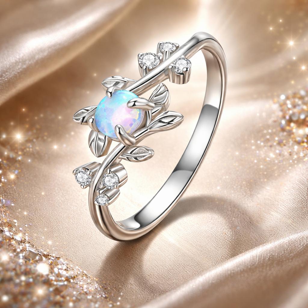 925 Sterling Silver Opal & CZ Ring 0.2cm Size 6.0 for Women on sale at MyriadMart