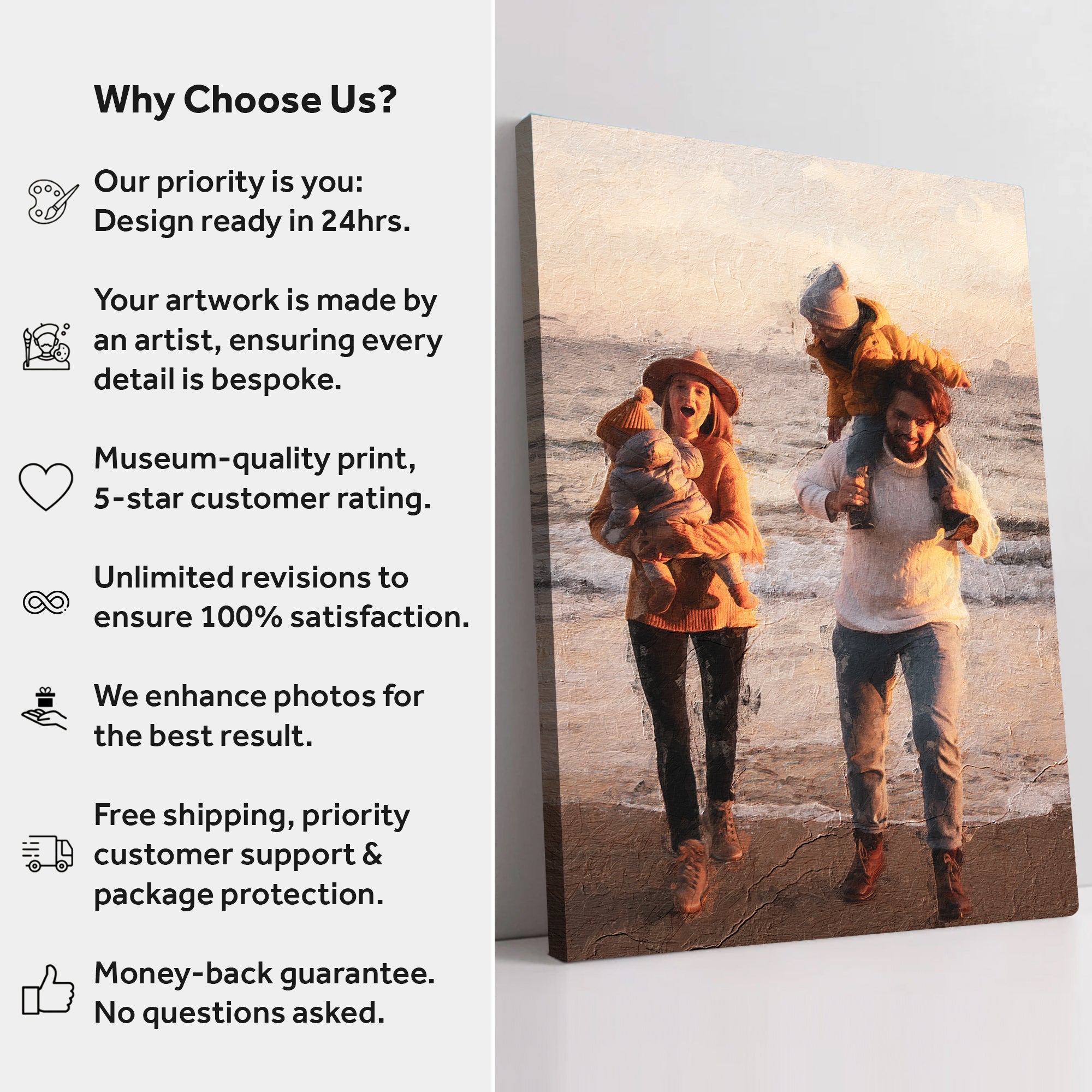 Family Watercolor Portrait Custom Wall Art on sale at MyriadMart