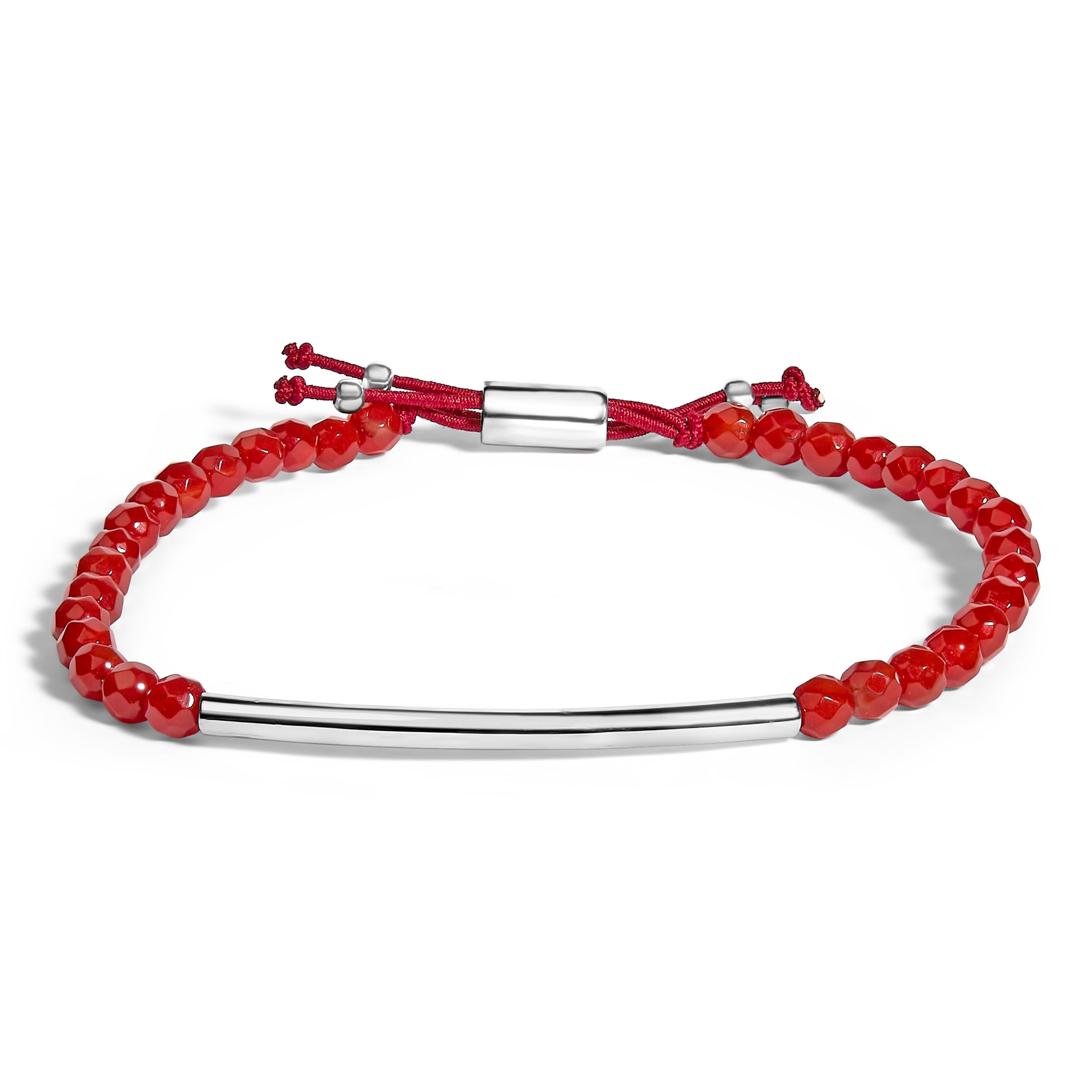 Sterling Silver Red Jasper Bead Station Bracelet with Bolo Clasp on sale at MyriadMart