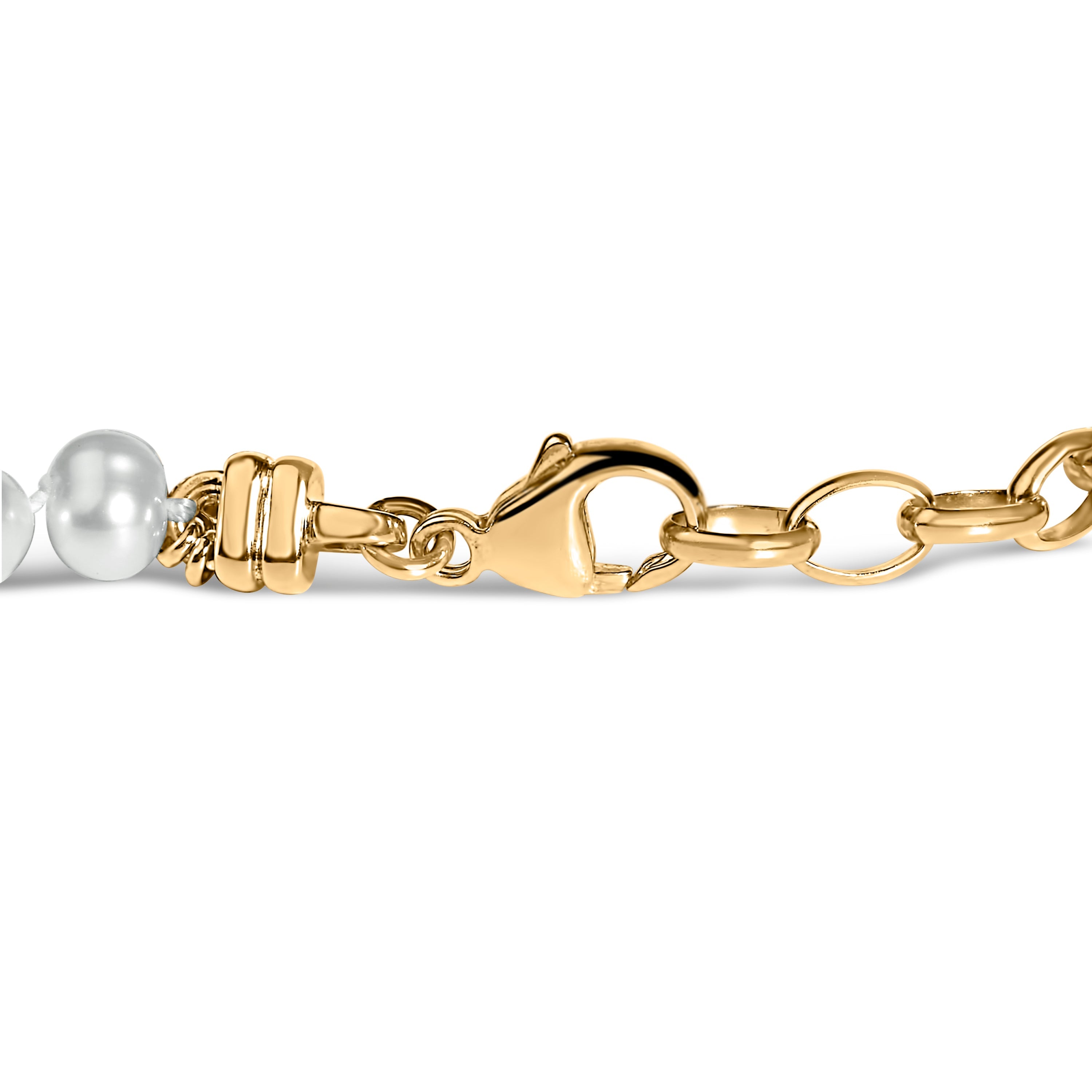 18K Yellow Gold Vermeil Cultured Pearl Station Link Bracelet on sale at MyriadMart