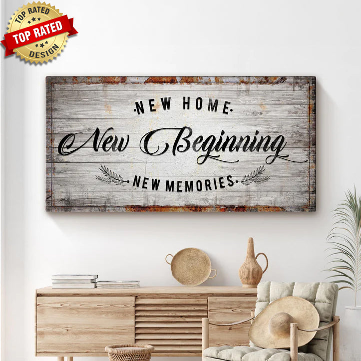 New Home, New Beginning Sign on sale at MyriadMart