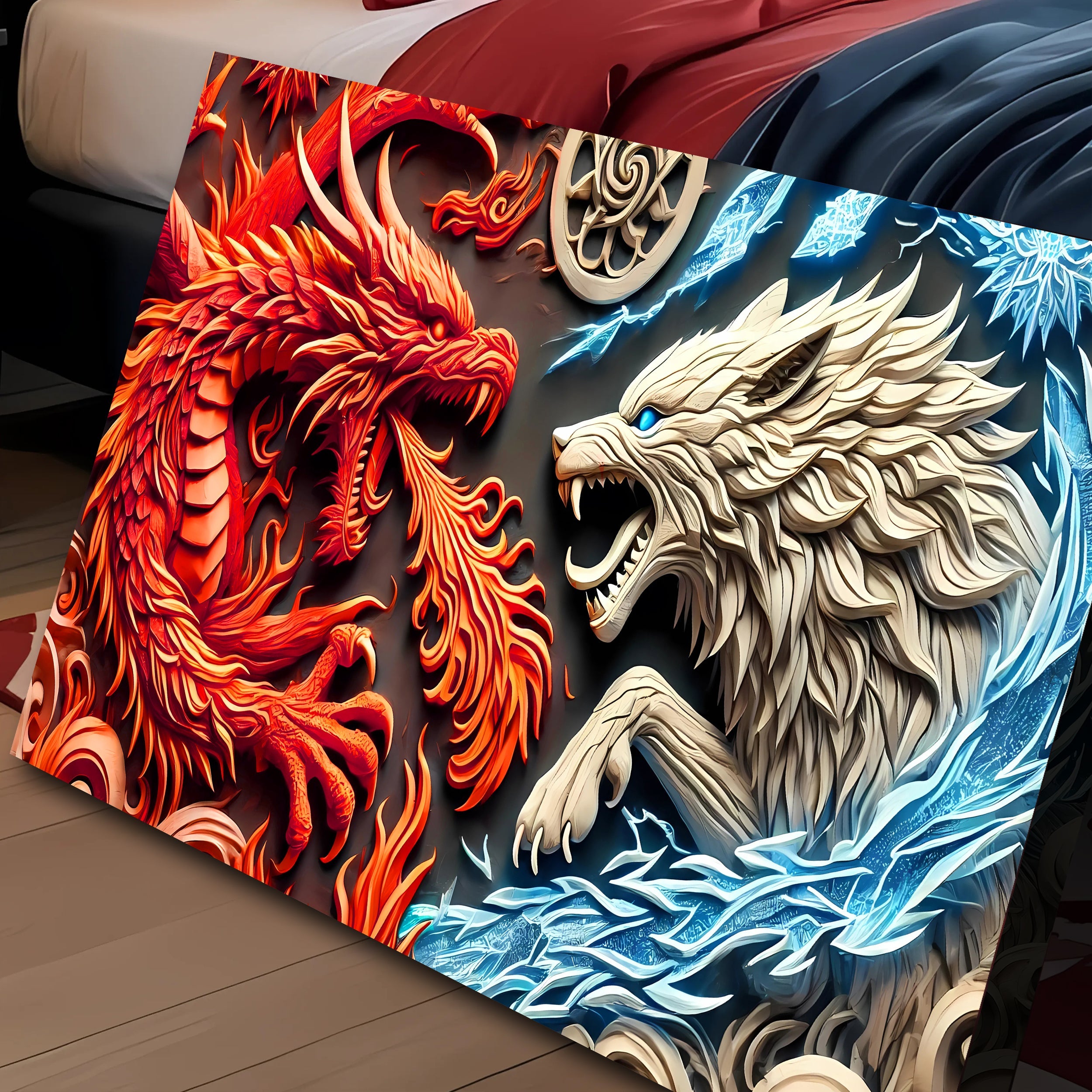 3D Dragon and Wolf Wall Art V on sale at MyriadMart