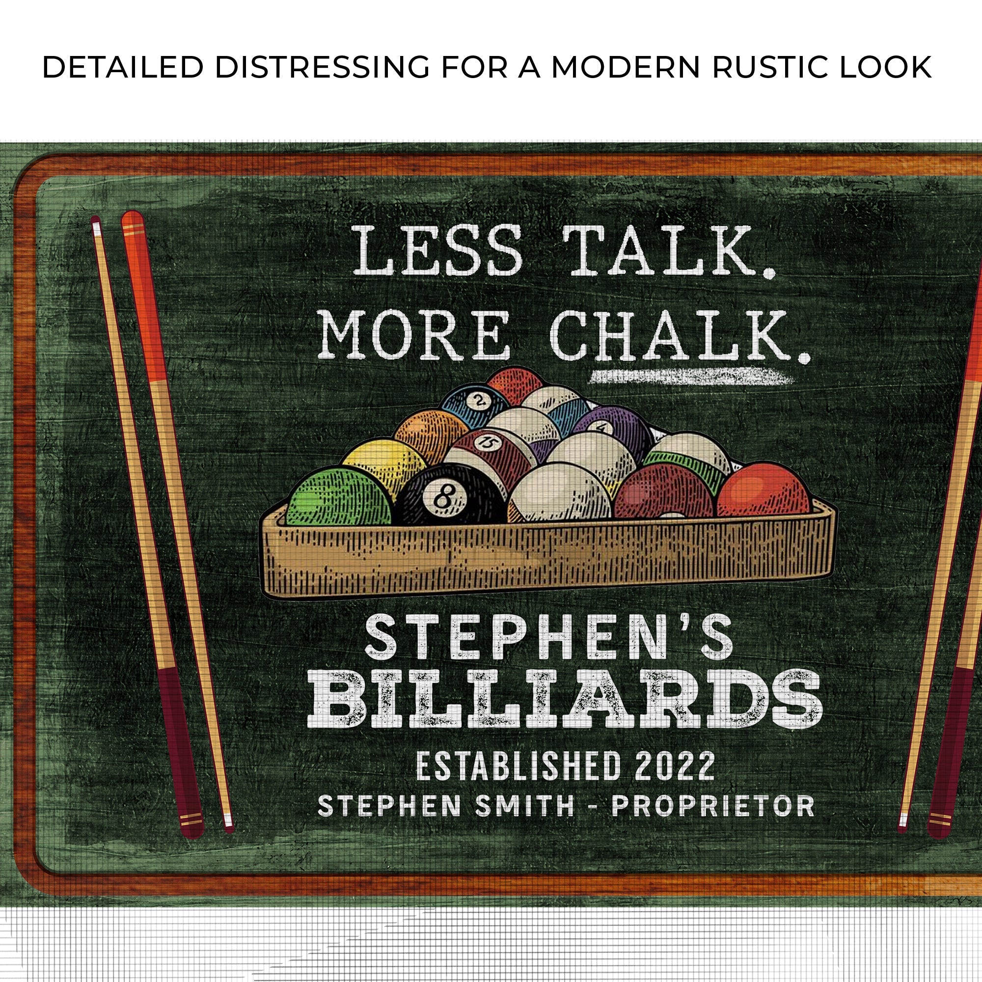 Less Talk More Chalk Billiards Sign II on sale at MyriadMart