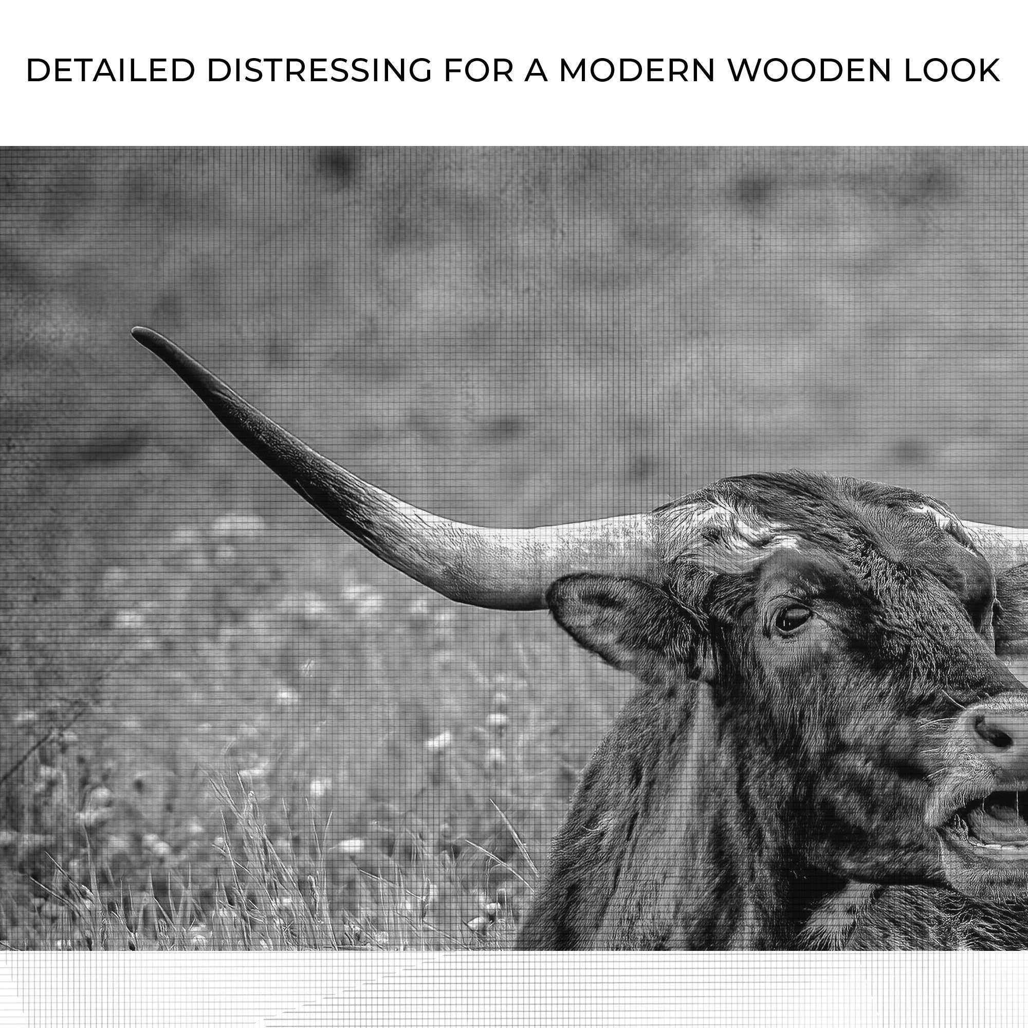Black And White Longhorn Bull Canvas Wall Art on sale at MyriadMart